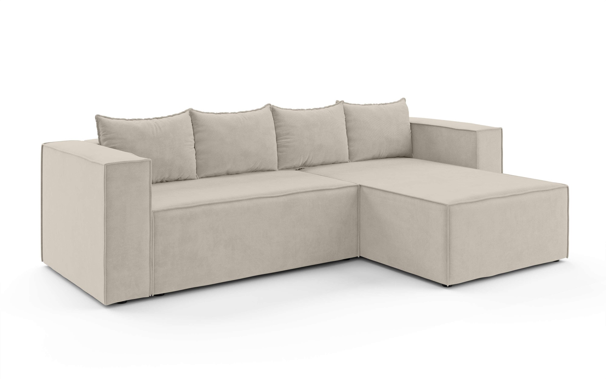 INOSIGN Ecksofa »LINCOLNVILLE mit Bettfunktion und Bettkasten, Maße B/H/T 244/76/150 cm«, L-Form mit Wellenunterfederung, Recamiere beidseitig montierbar