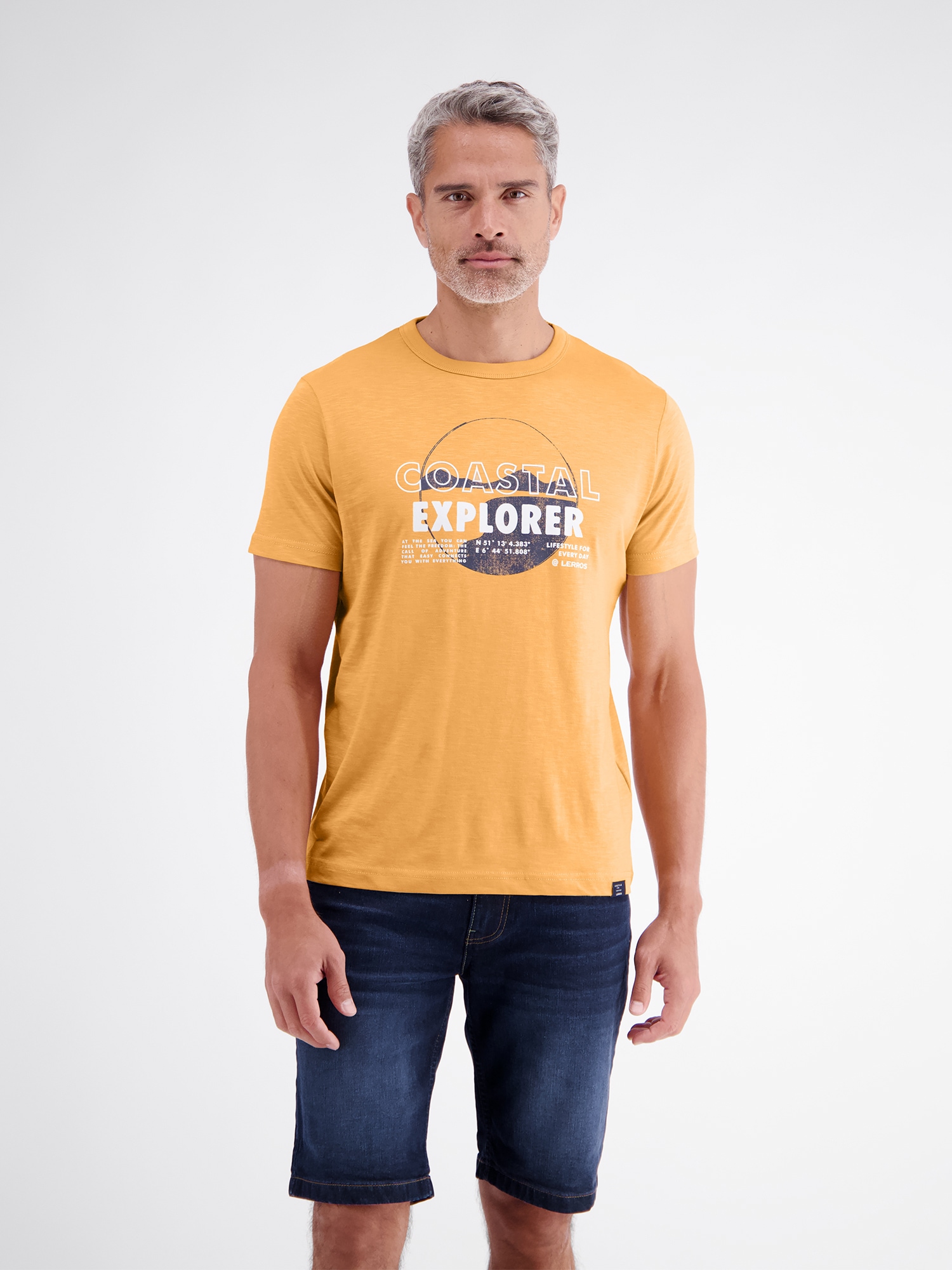 LERROS "T-Shirt mit Brustprint und Rundhalsausschnitt"