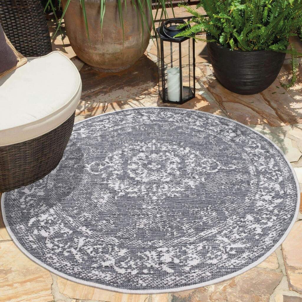 Carpet City Outdoorteppich »DUO RUG 5577«, rund, 5 mm Höhe, Wendeteppich Wetterfest In- & Outdoor, Balkon, Terrasse, Wohnzimmer
