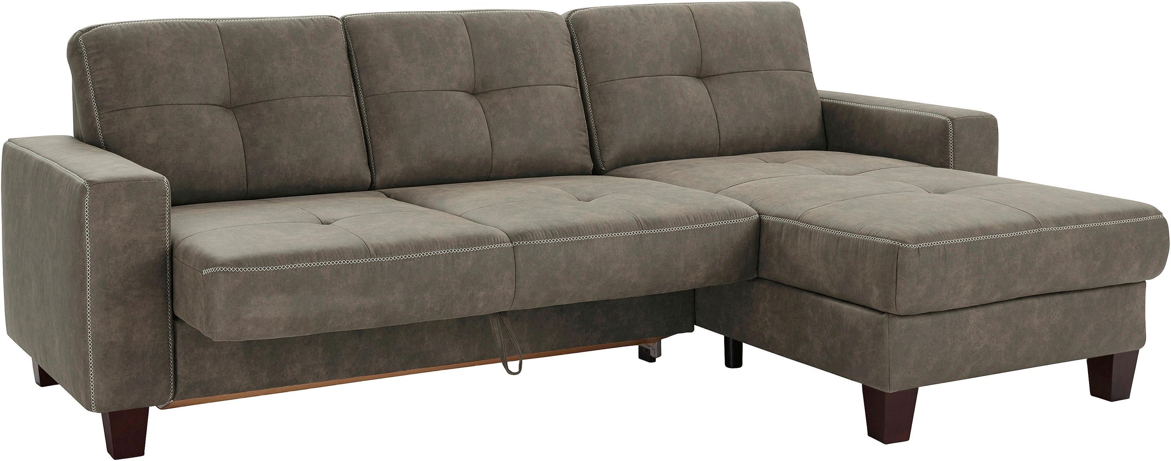 Places of Style Ecksofa »Varese L-Form«, Kreuznaht in beige