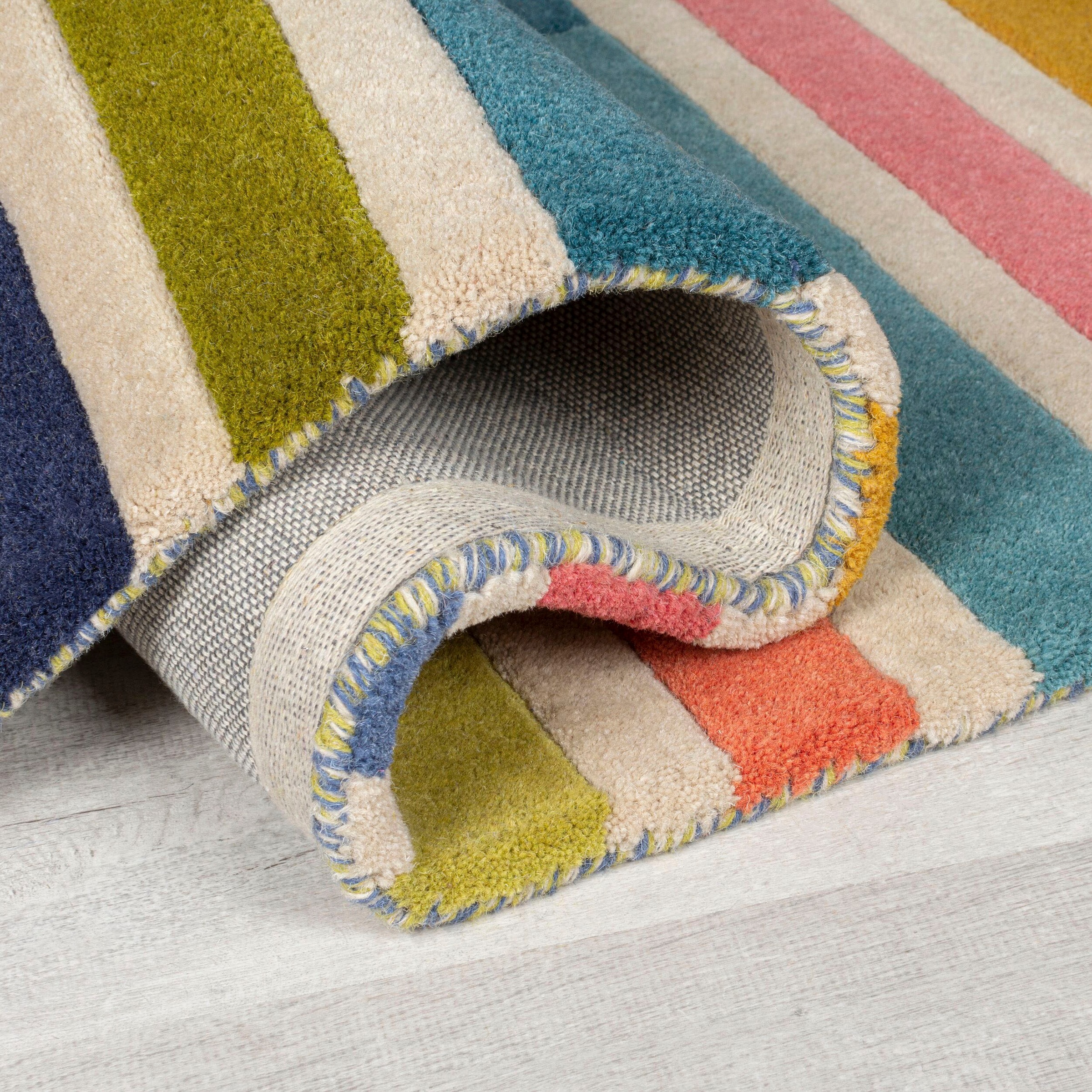 FLAIR RUGS Wollteppich »Piano«, rechteckig, 10 mm Höhe, gestreift, rechteckig