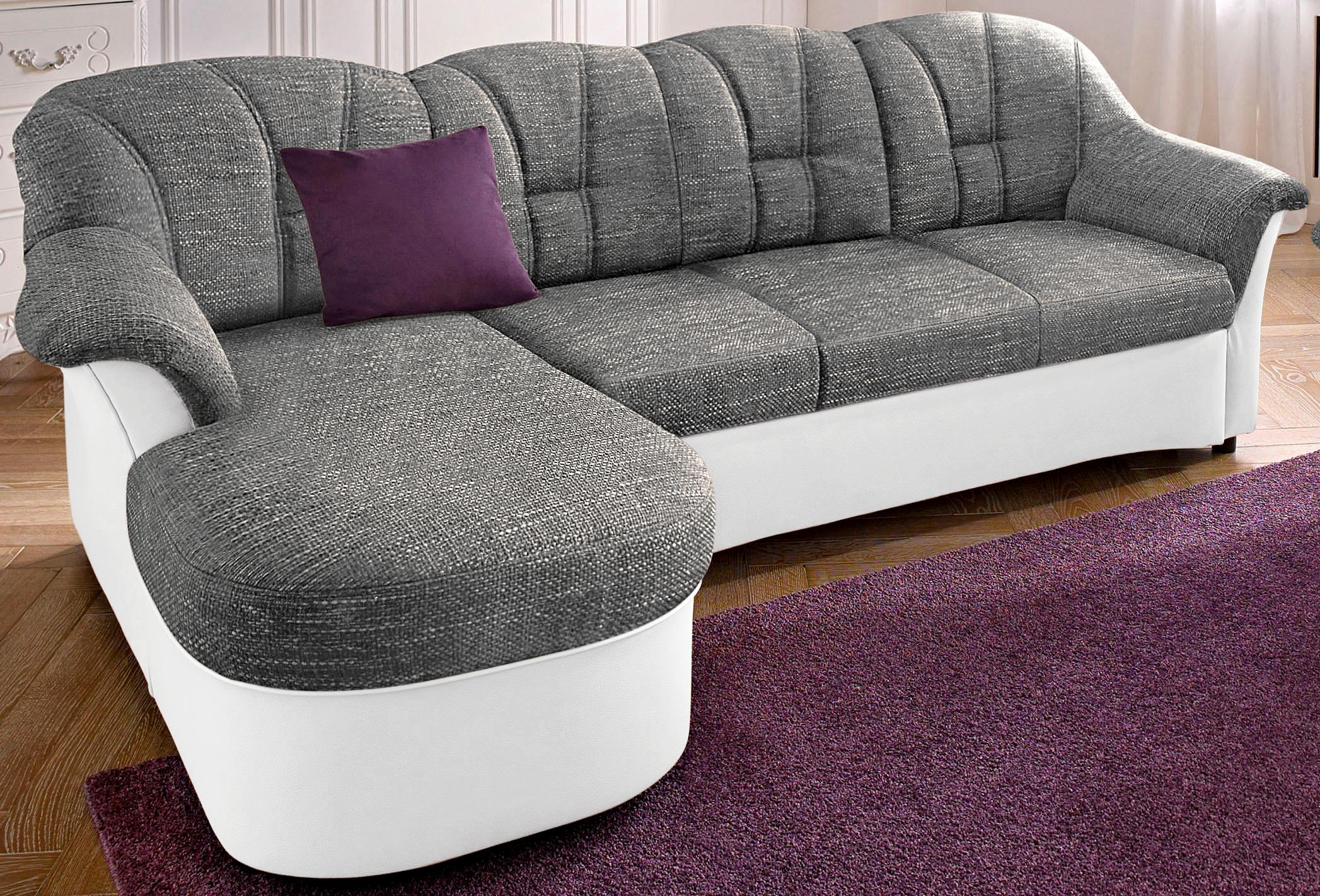 DOMO collection Ecksofa "FLORES Schlafsofa, 233x142x86 cm, L-Form" whlw. mit Bettfunktion, whlw. mit Federkern