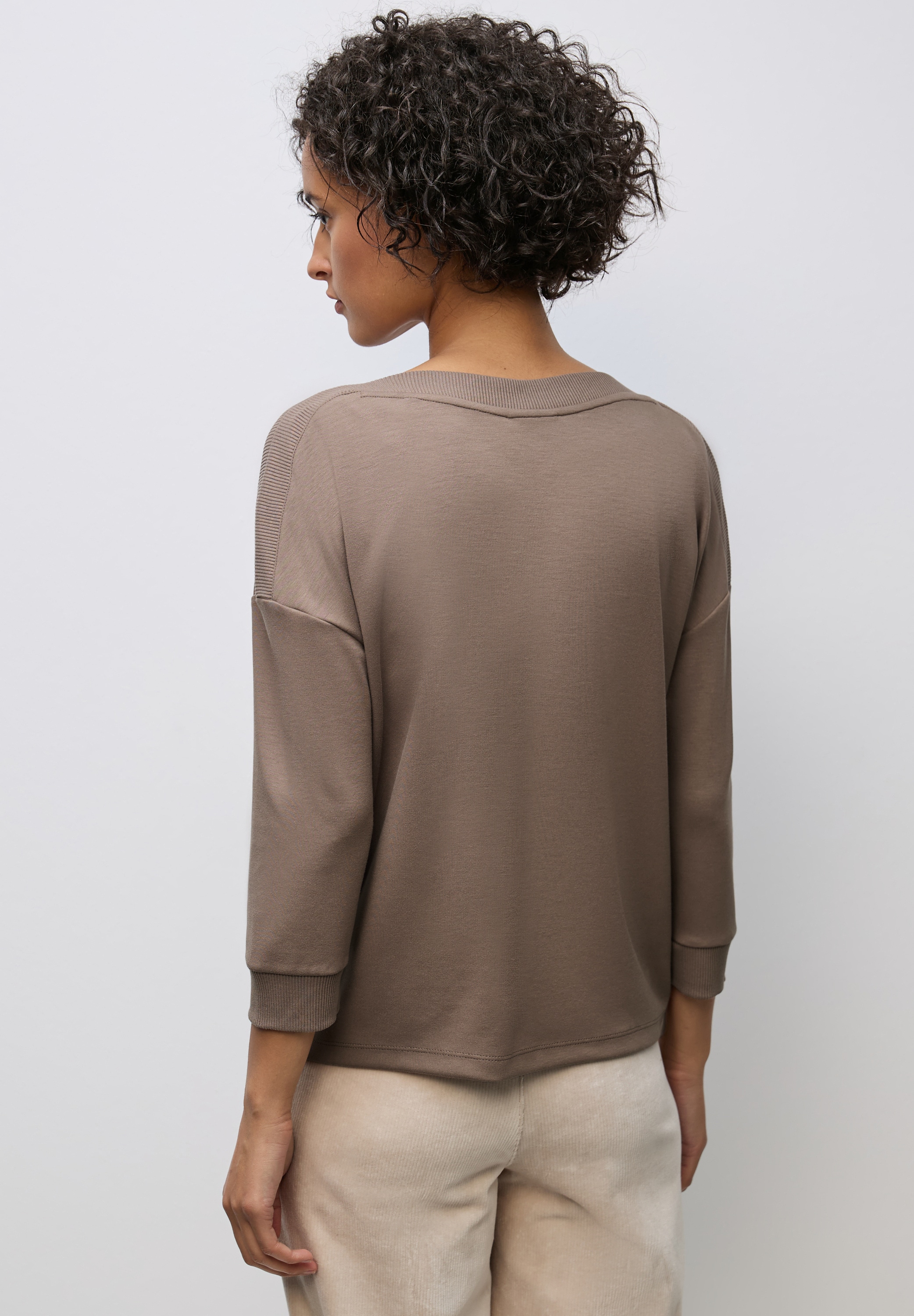 STREET ONE 3/4-Arm-Shirt, Strick-Shirt mit U-Boot-Ausschnitt