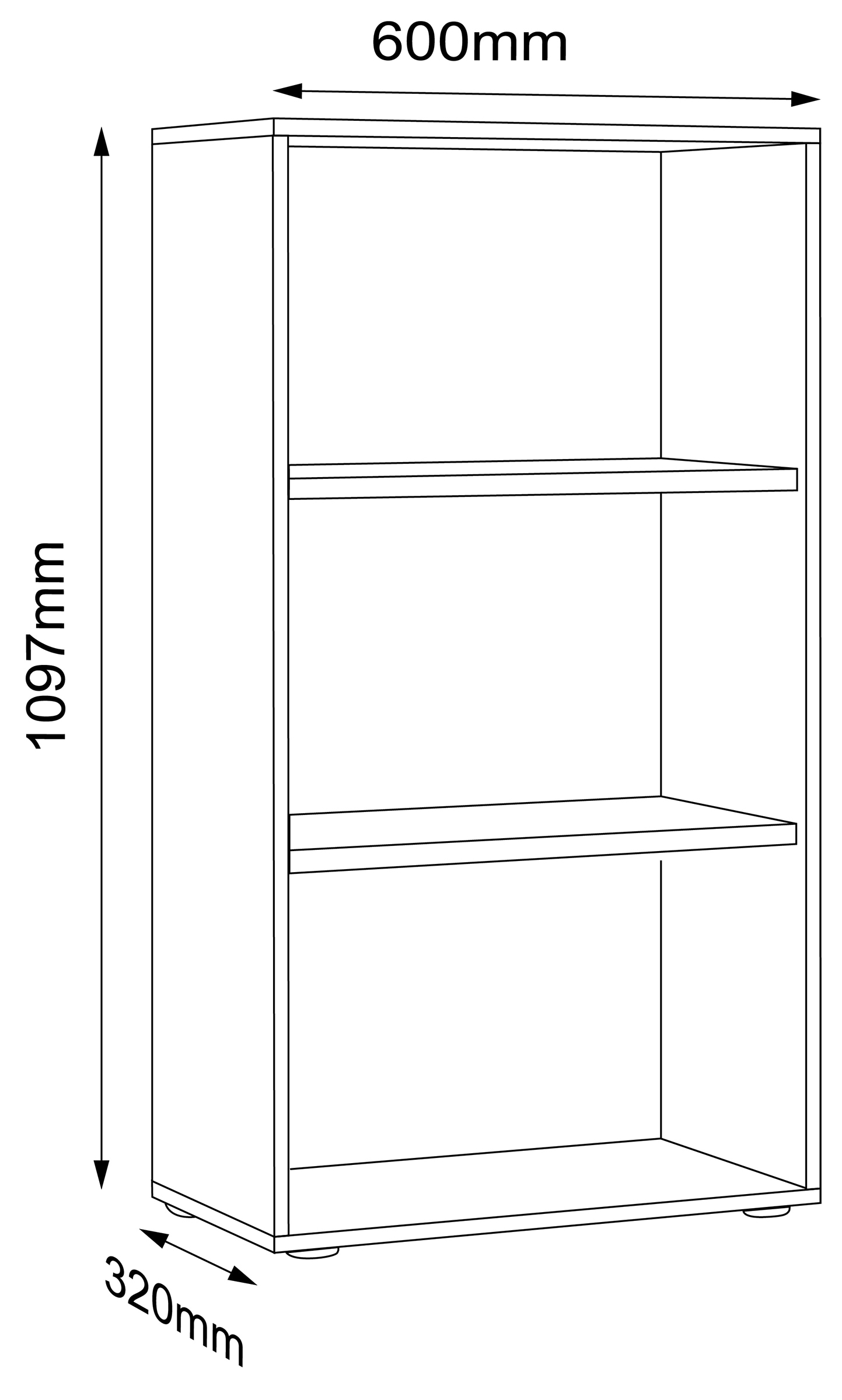 VCM Aktenregal »VCM Holzregal stehend | platzsparender Aktenschrank | Maße ca. H. 110 x B. 60 x T. 33 cm | Elegantes Regal | Büroregal ¿ Salia 3fach B. 60 cm«