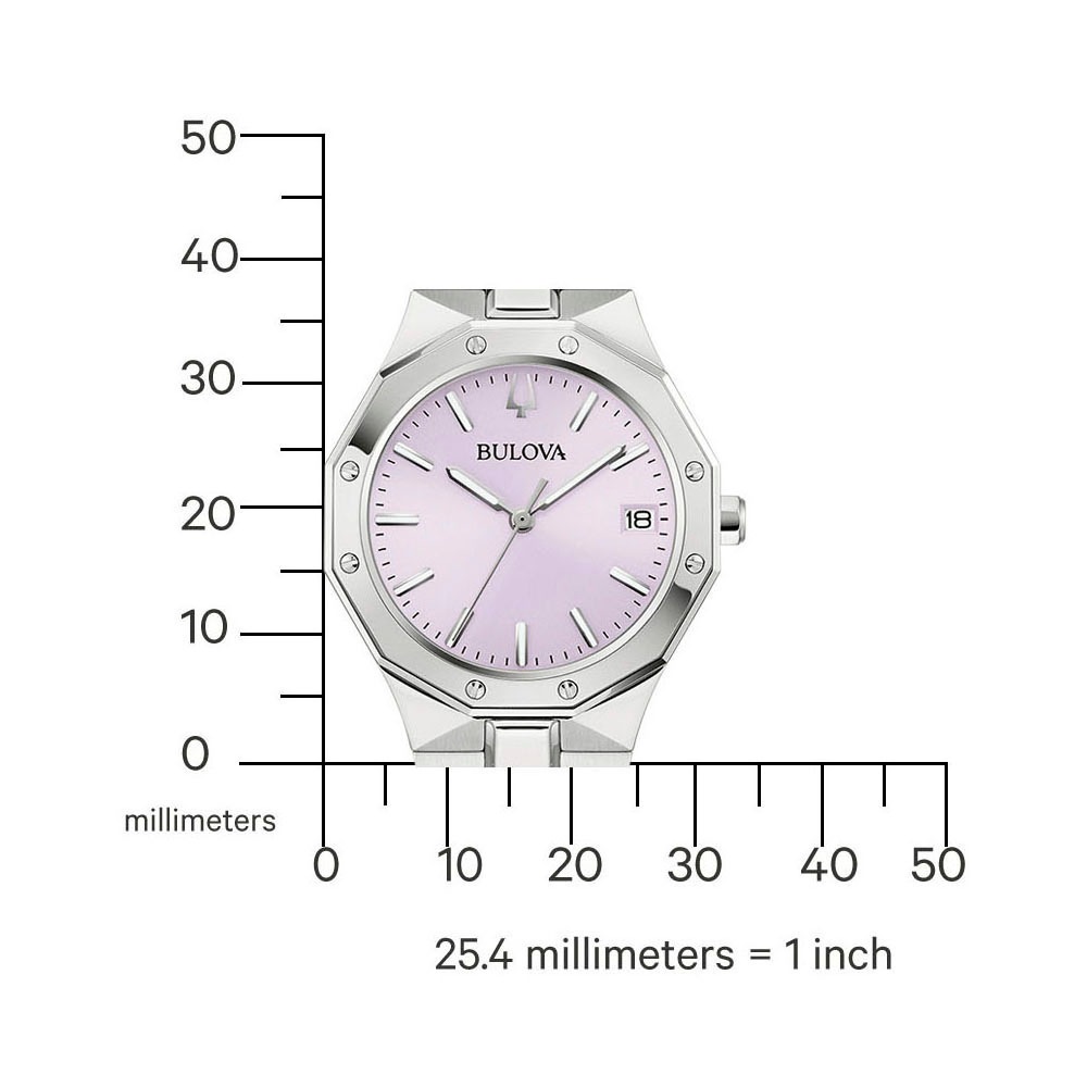 Bulova Quarzuhr, Armbanduhr, Damenuhr, Edelstahlarmband, analog, Tag