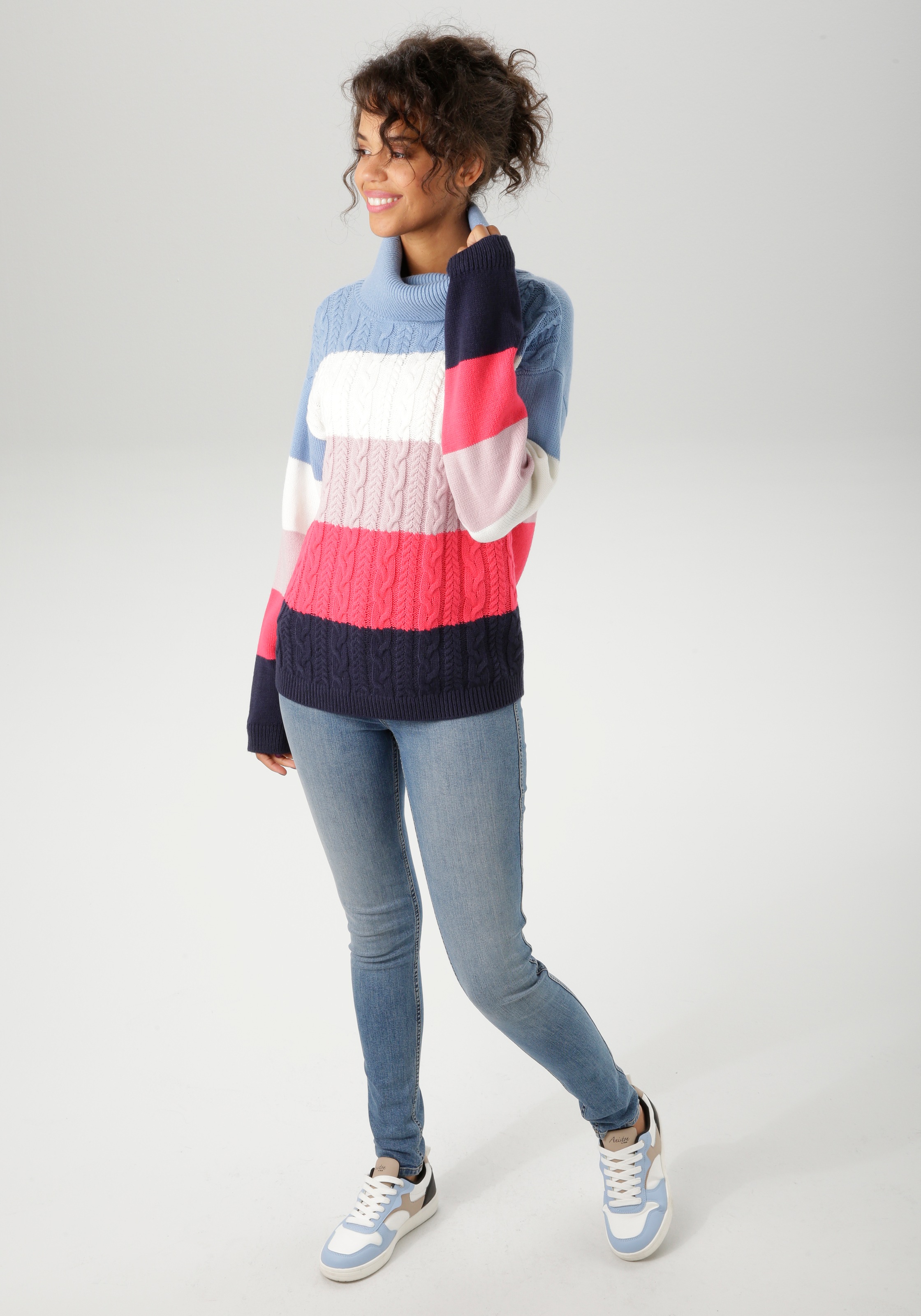 Aniston CASUAL Strickpullover, in farbenfroher oder gedeckteren Farbkombination - NEUE KOLLEKTION