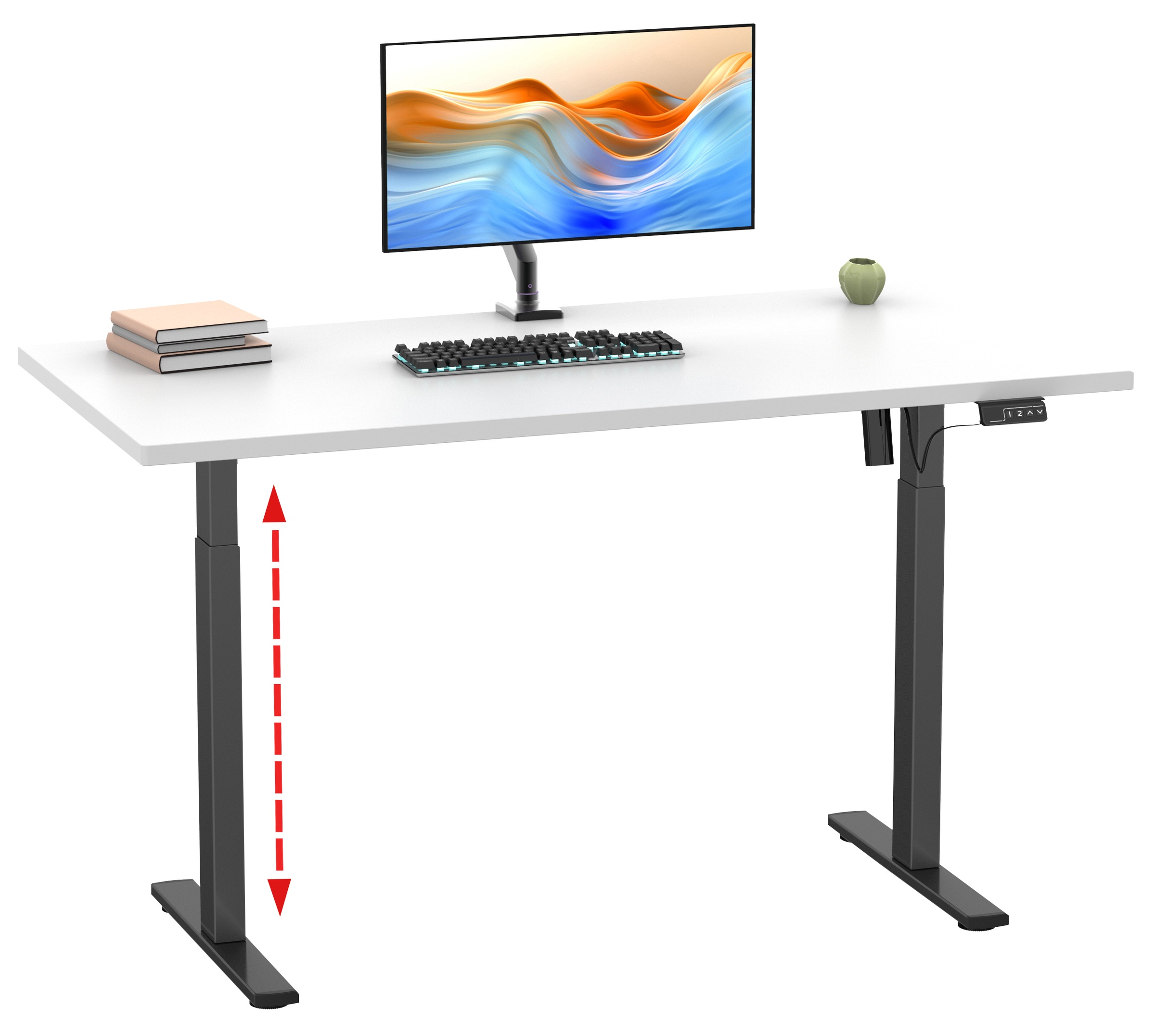 Schreibtisch VCM "Schreibtisch höhenverstellbar Lona 110x50", weiß (schwarz, weiß), B:110cm T:50cm, Tische, Schreibtisch