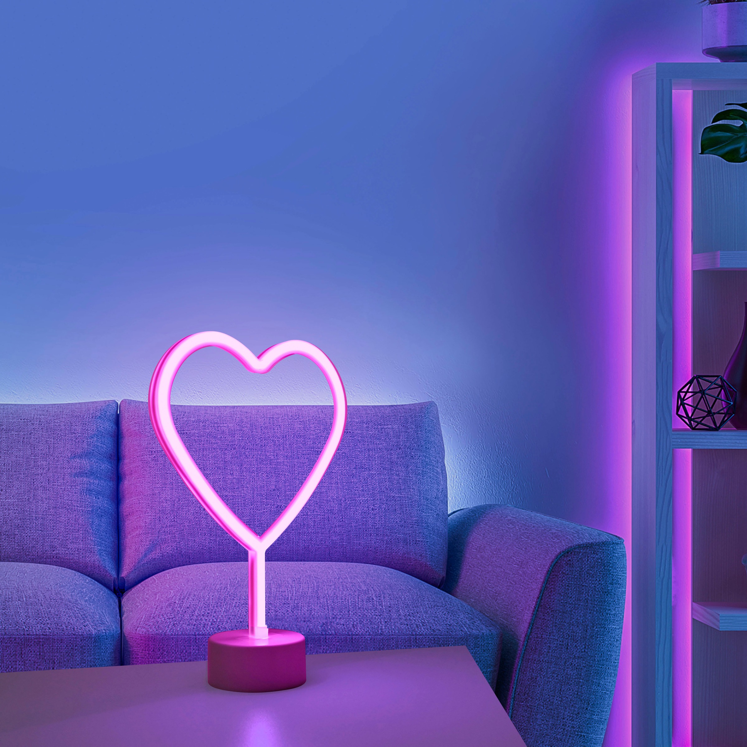 JUST LIGHT LED Wandleuchte »NEON-HERZ«, 1 flammig, Leuchtmittel LED-Board | LED fest integriert