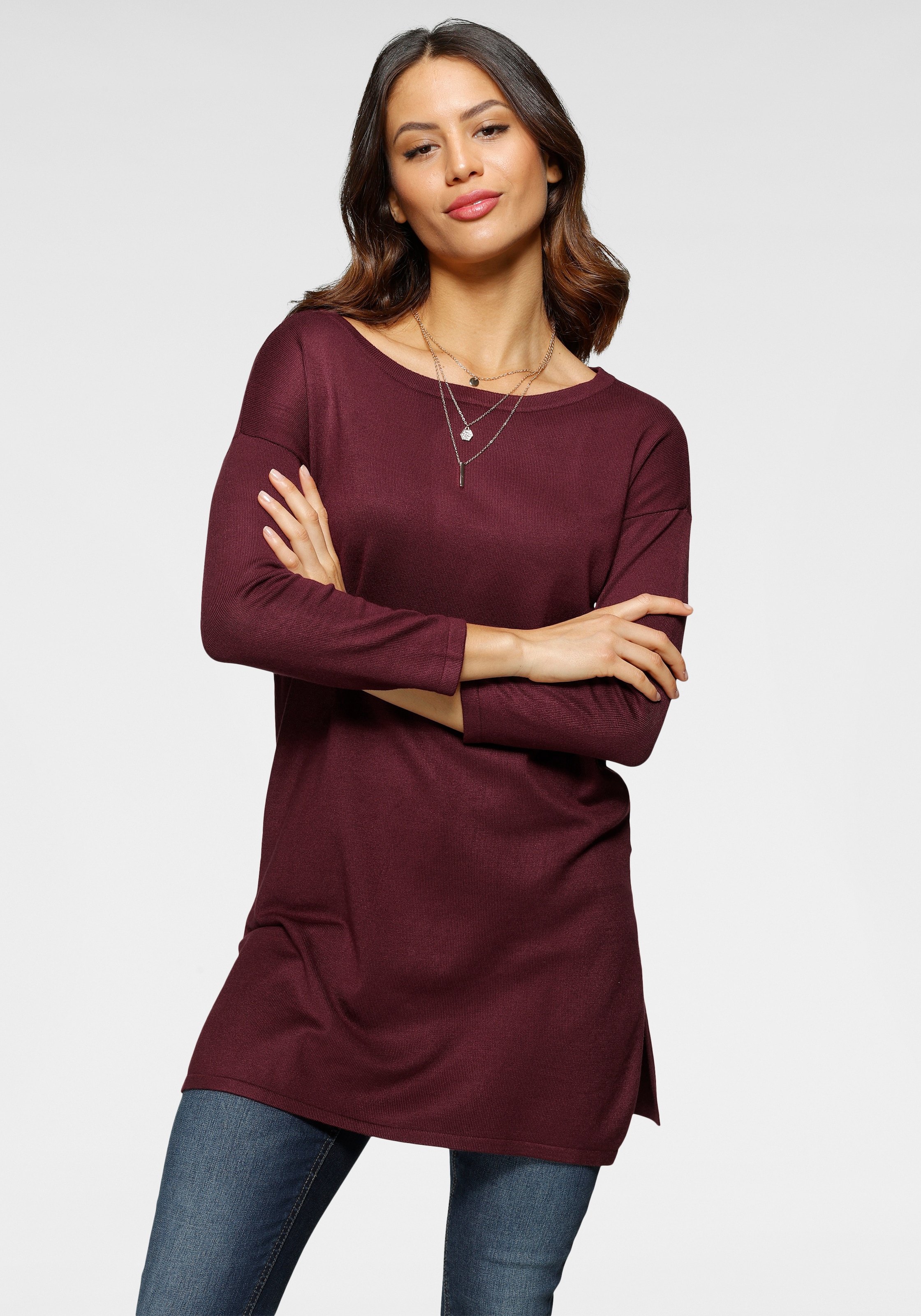 Laura Scott Longpullover, mit Seitenschlitzen