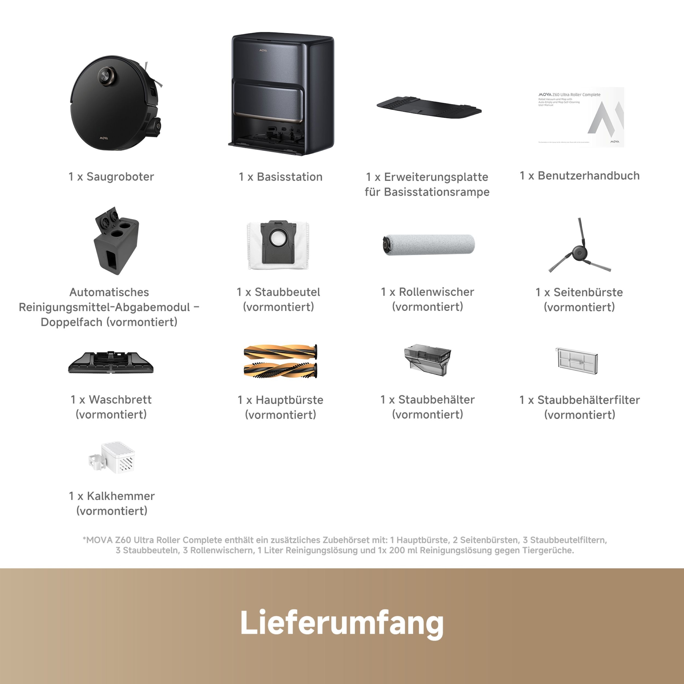 Mova Saugroboter »mit Wischfunktion Z60 Ultra Roller Complete«, Warmwasser-Wischsystem, Rollenmopp, überwindet Hindernisse, 28.000 Pa