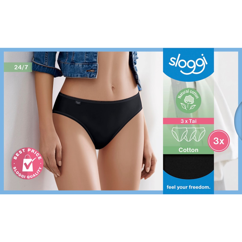 sloggi Jazz-Pants Slips »24/7 Cotton Tai C3P«, (3er Pack), hochwertige Verarbeitung mit flachen Nähten, angenehmer Elastikbund