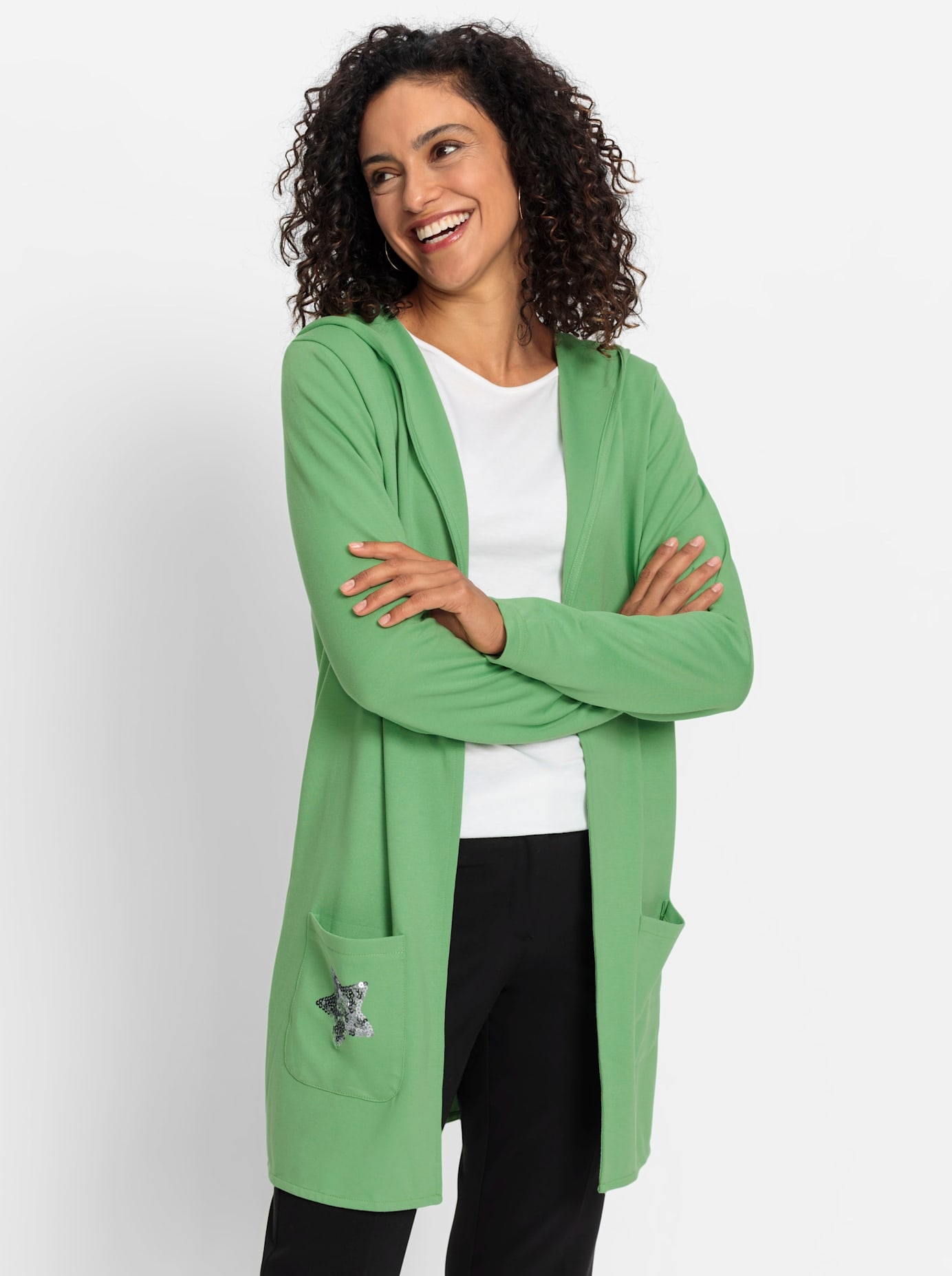 Inspirationen Shirtjacke "Long-Shirtjacke" 1 Stk. tlg. günstig online kaufen