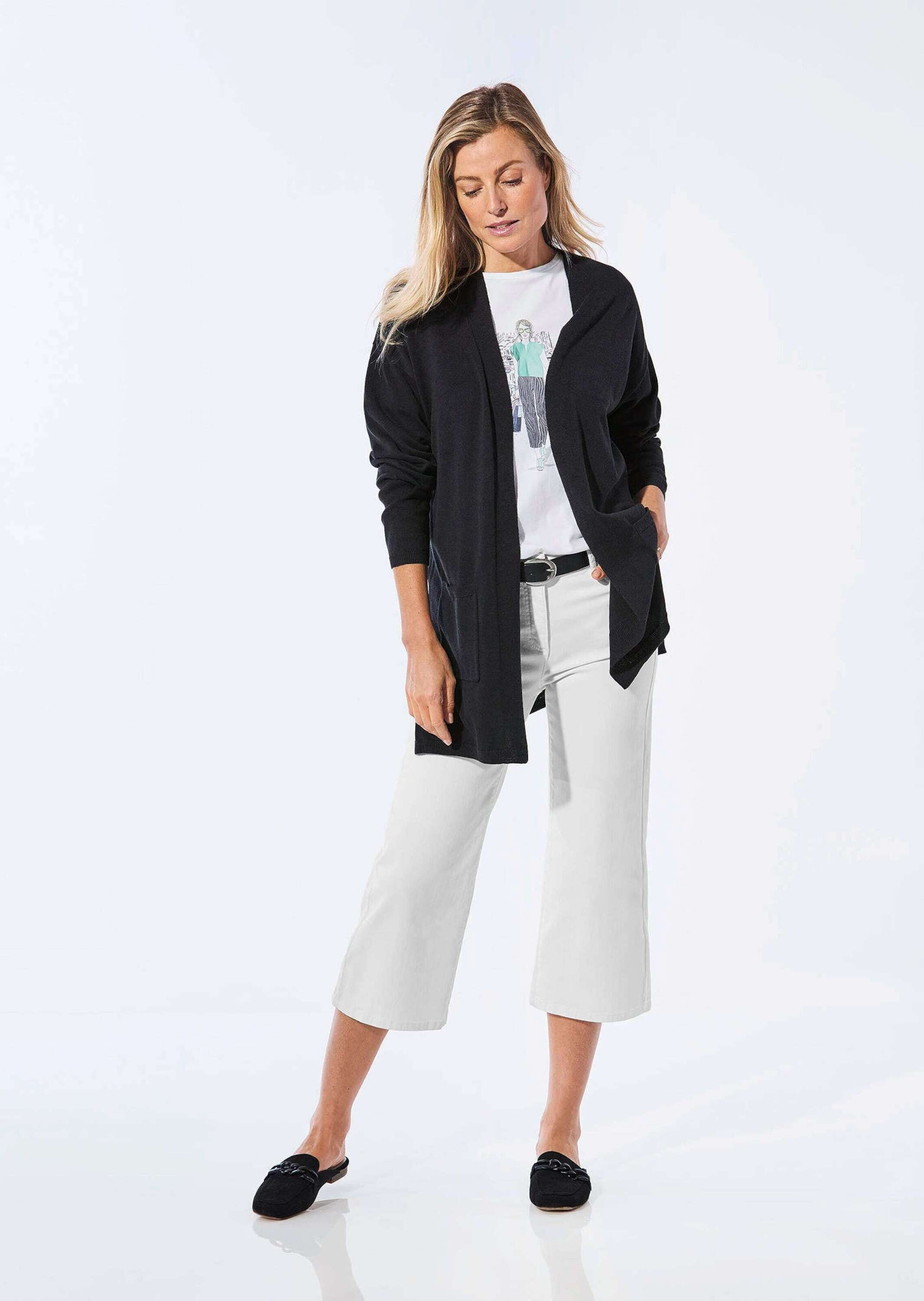 GOLDNER Strickjacke "Kurzgröße Longstrickjacke mit aufgesetzten Taschen" günstig online kaufen