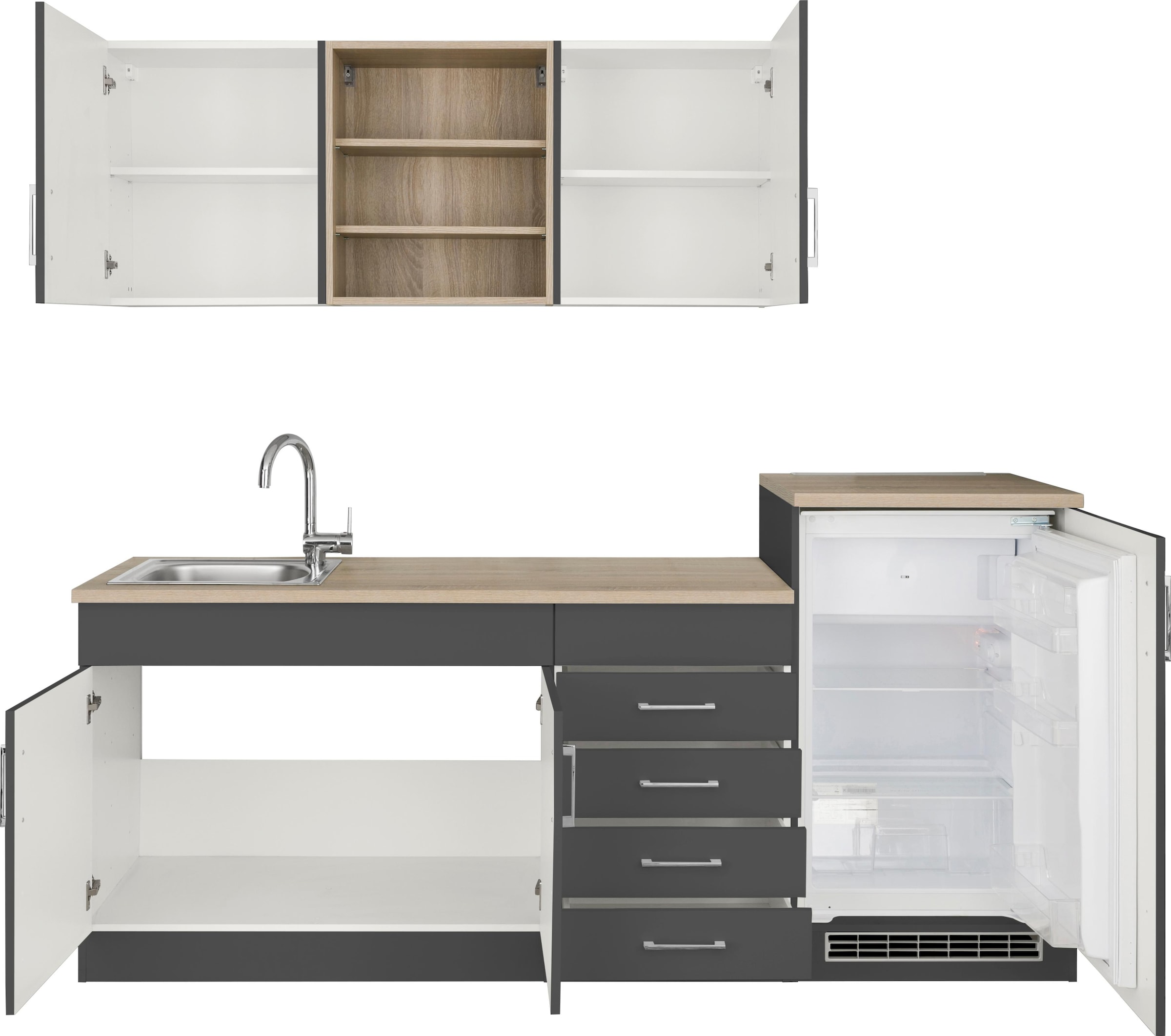 KOCHSTATION Küche »KS-Mali« Breite 210 cm, mit E-Geräten