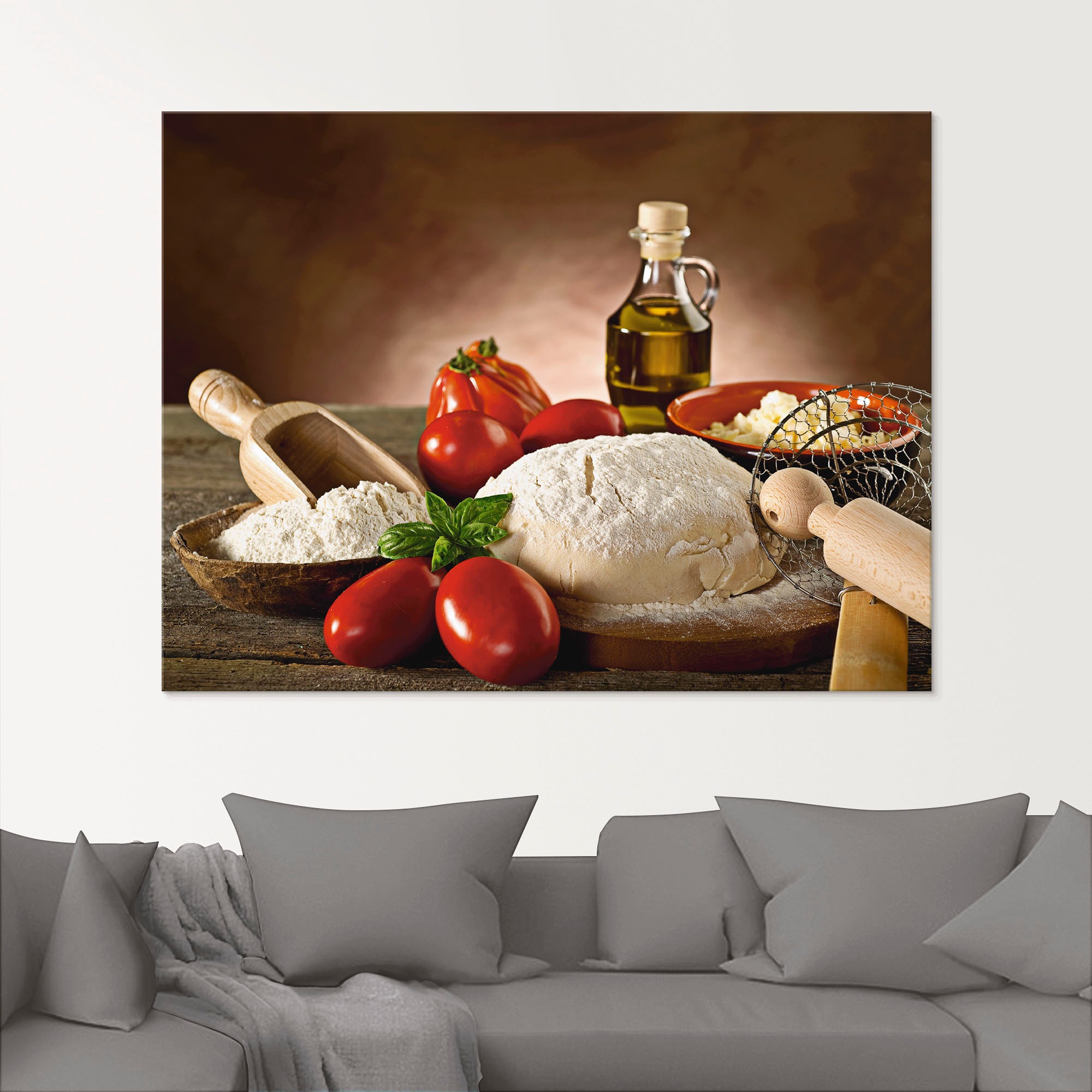 Artland Glasbild "Teig für Pizza" Lebensmittel 1 Stk. tlg. in verschiedenen günstig online kaufen