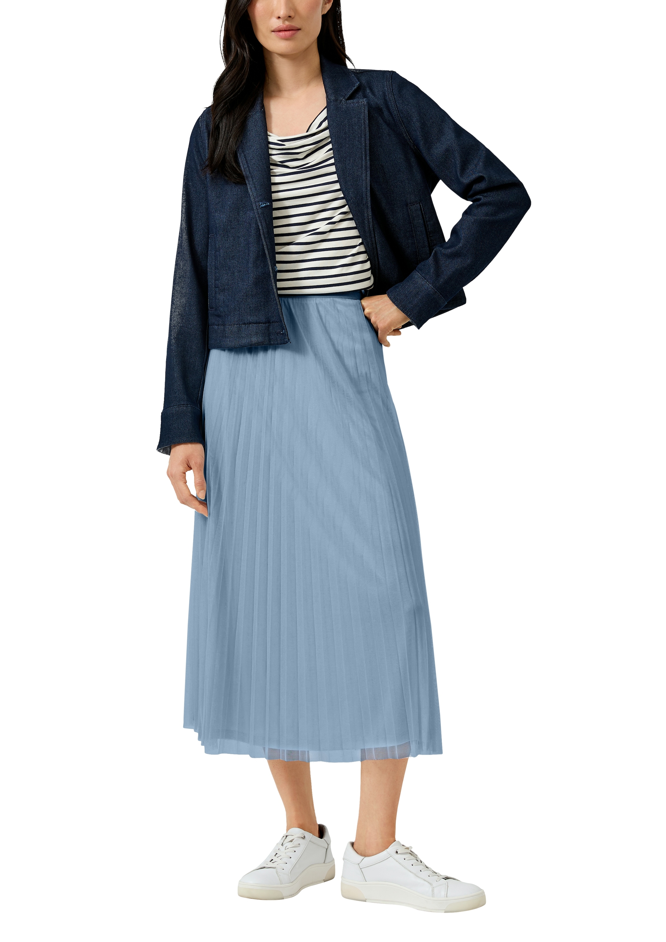 s.Oliver BLACK LABEL Midirock mit Falten und Gummibund