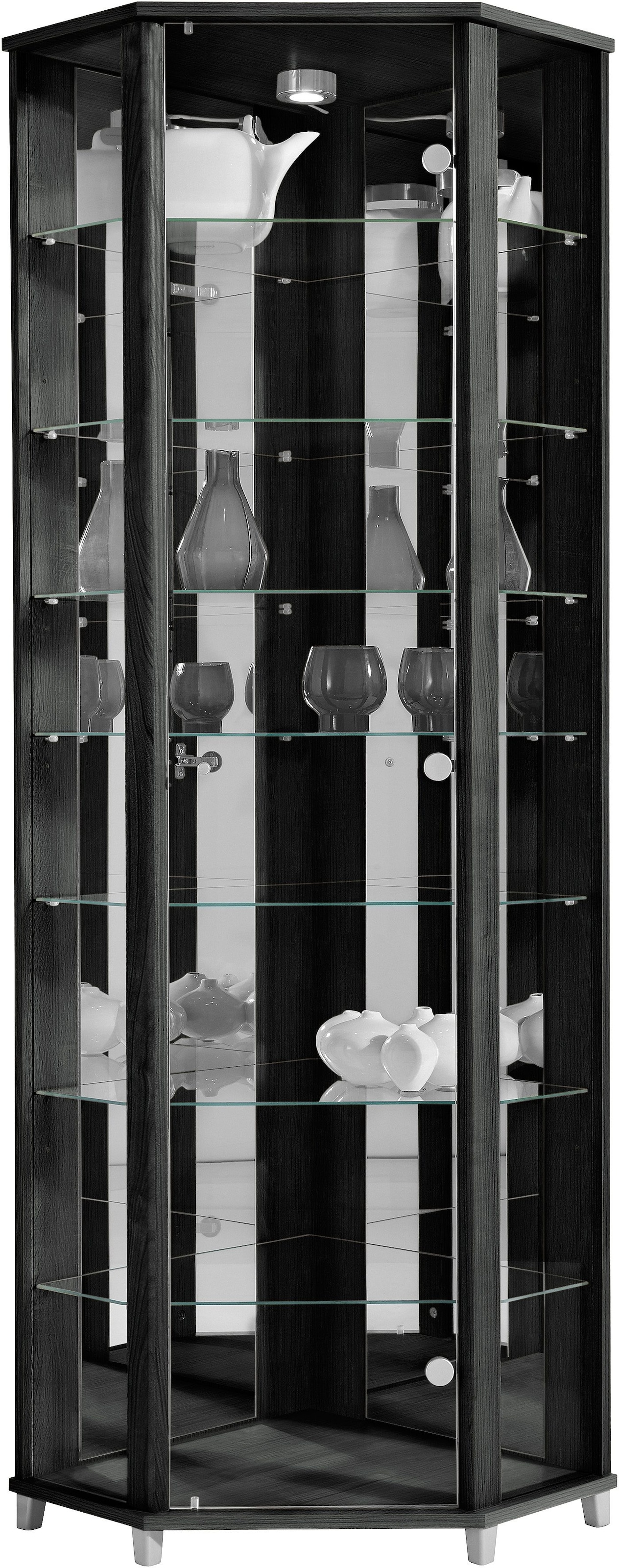 fif möbel Vitrine "TRIO", Eckvitrine/Glasvitrine 1x Glastür, perfekt für Sammler, Sammlervitrine