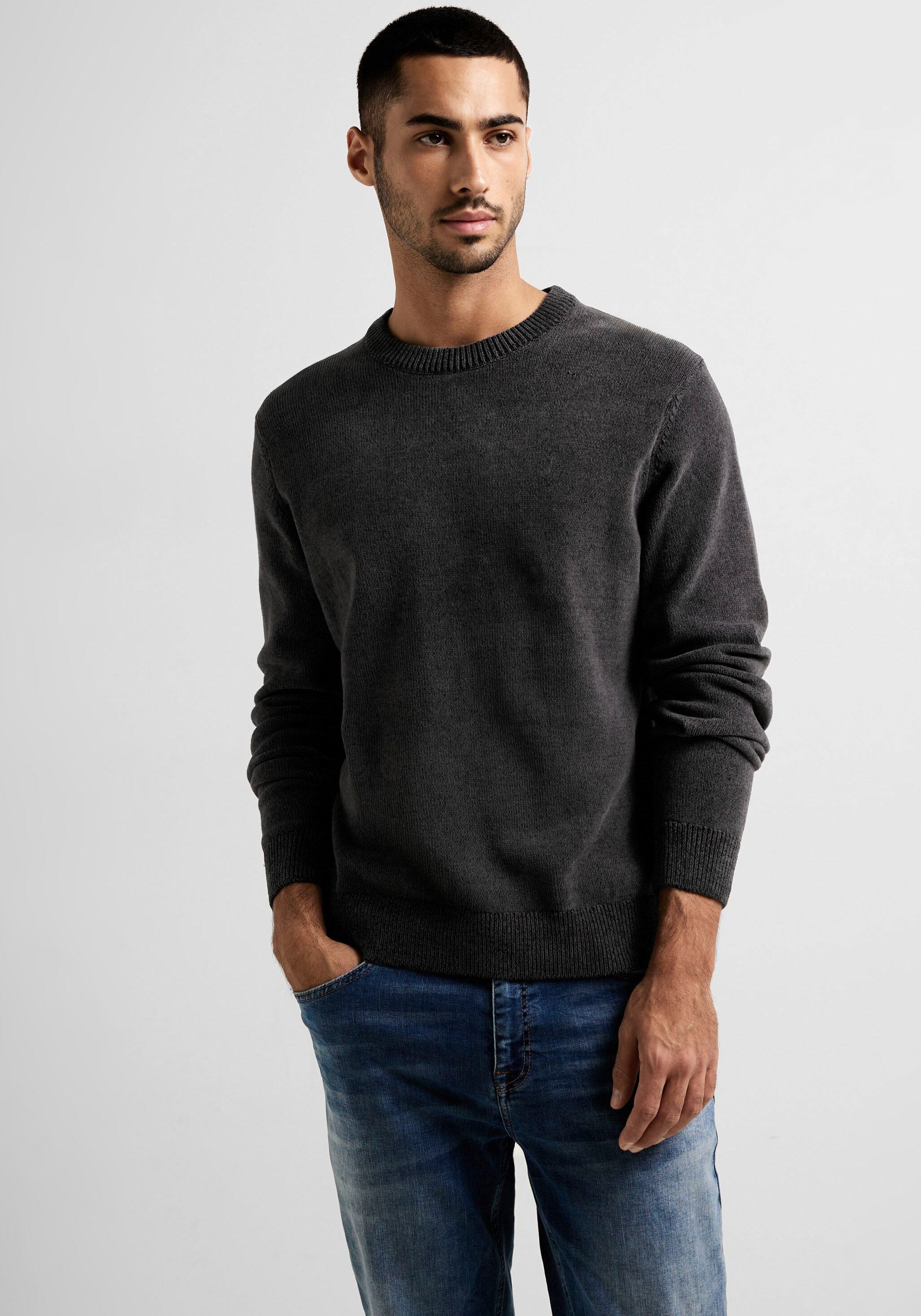 STREET ONE MEN Strickpullover, in Melange-Optik günstig online kaufen