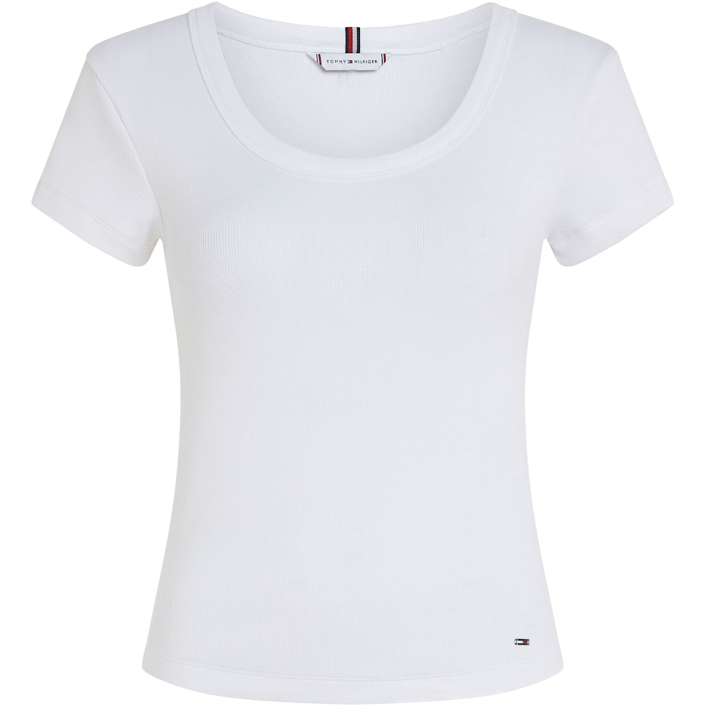 Tommy Hilfiger T-Shirt »SLIM RIB SCOOP NK CAP SLV«