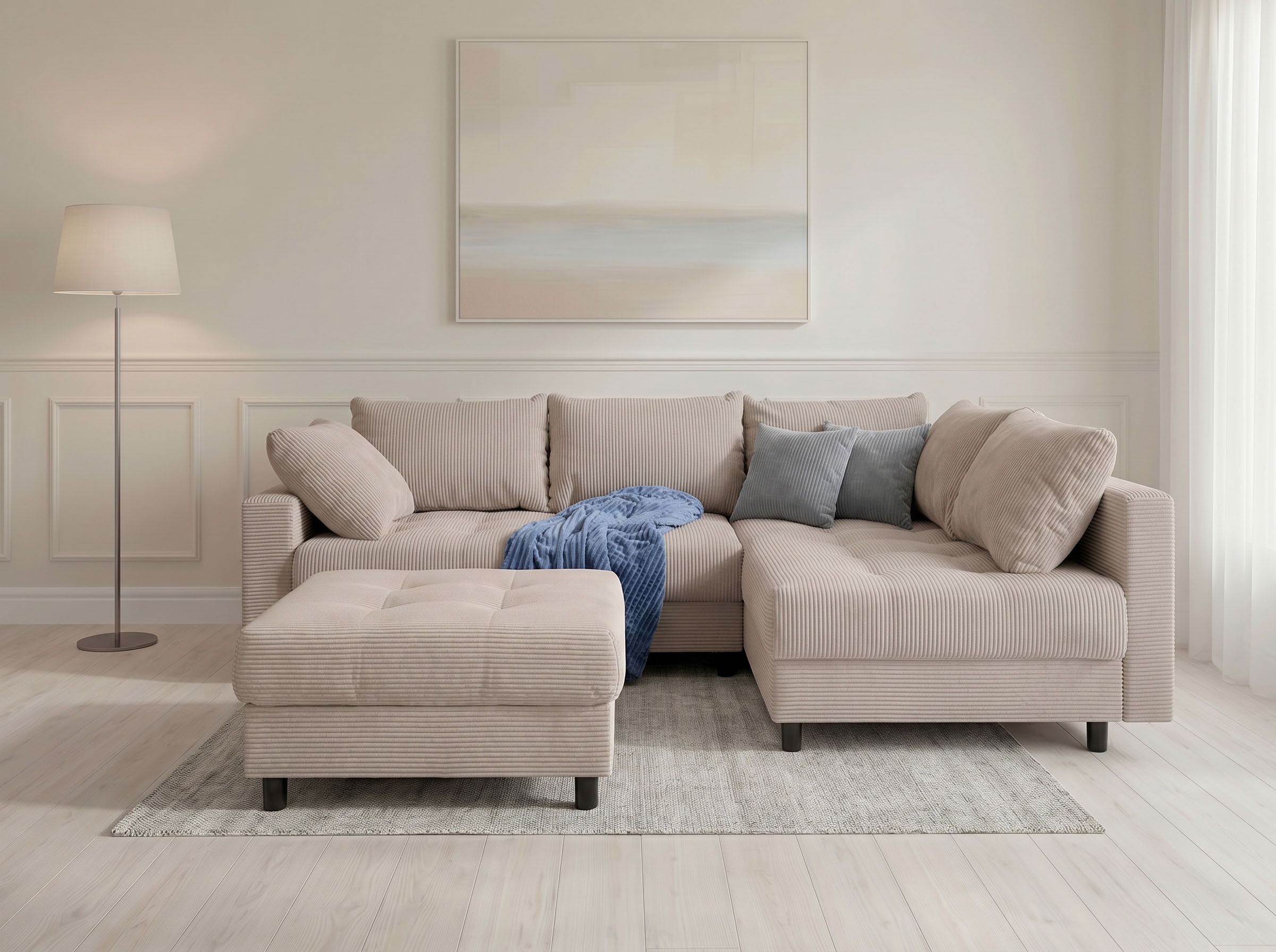 OTTO home Ecksofa "Antonia L-Form, B: 215 cm" Ecksofa, Rückenkissen, ottomane beidseitig montierbar, Bonnelfederkern