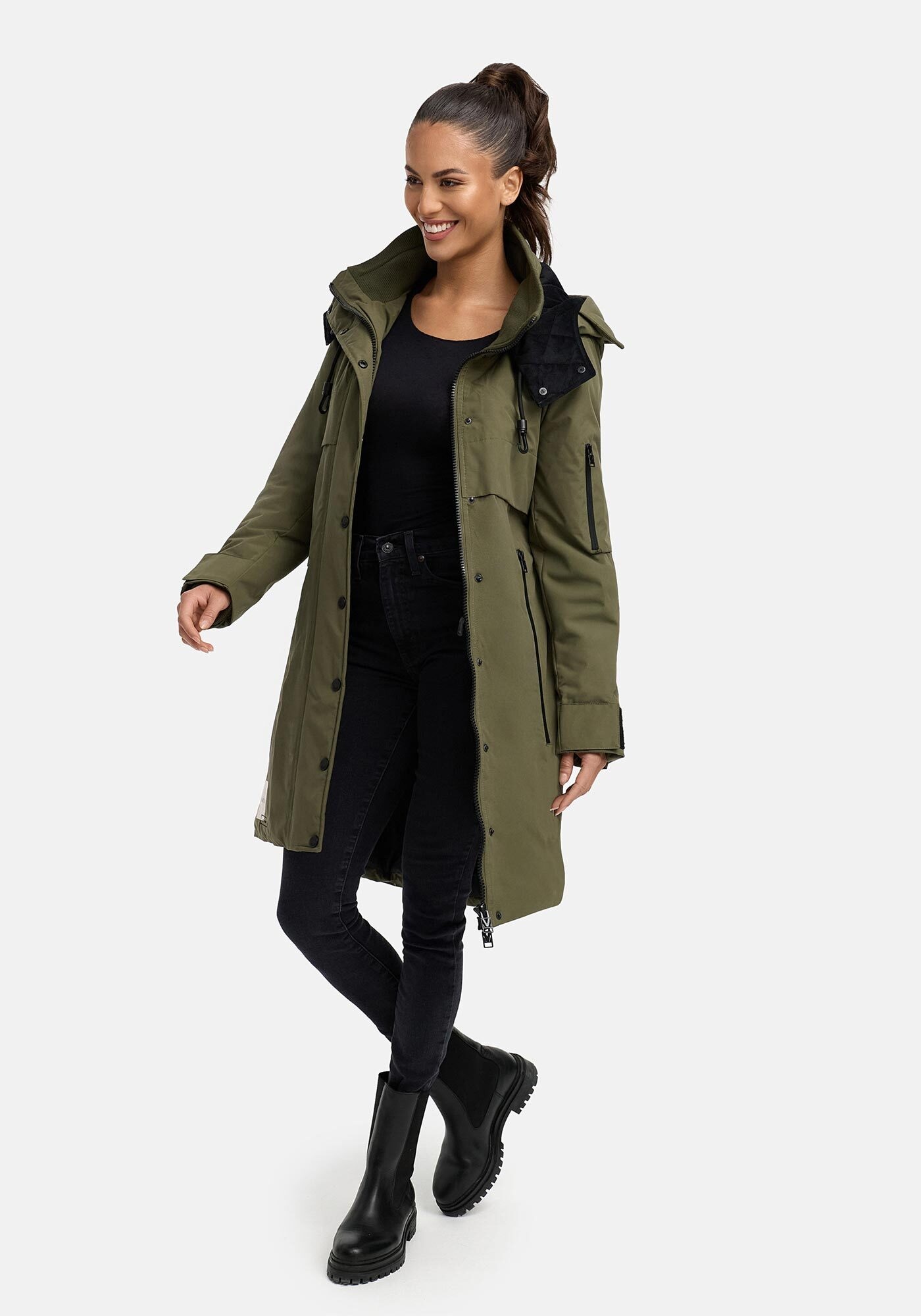 Marikoo Winterjacke "Anoukaa" langer Parka mit abnehmbarer Kapuze günstig online kaufen