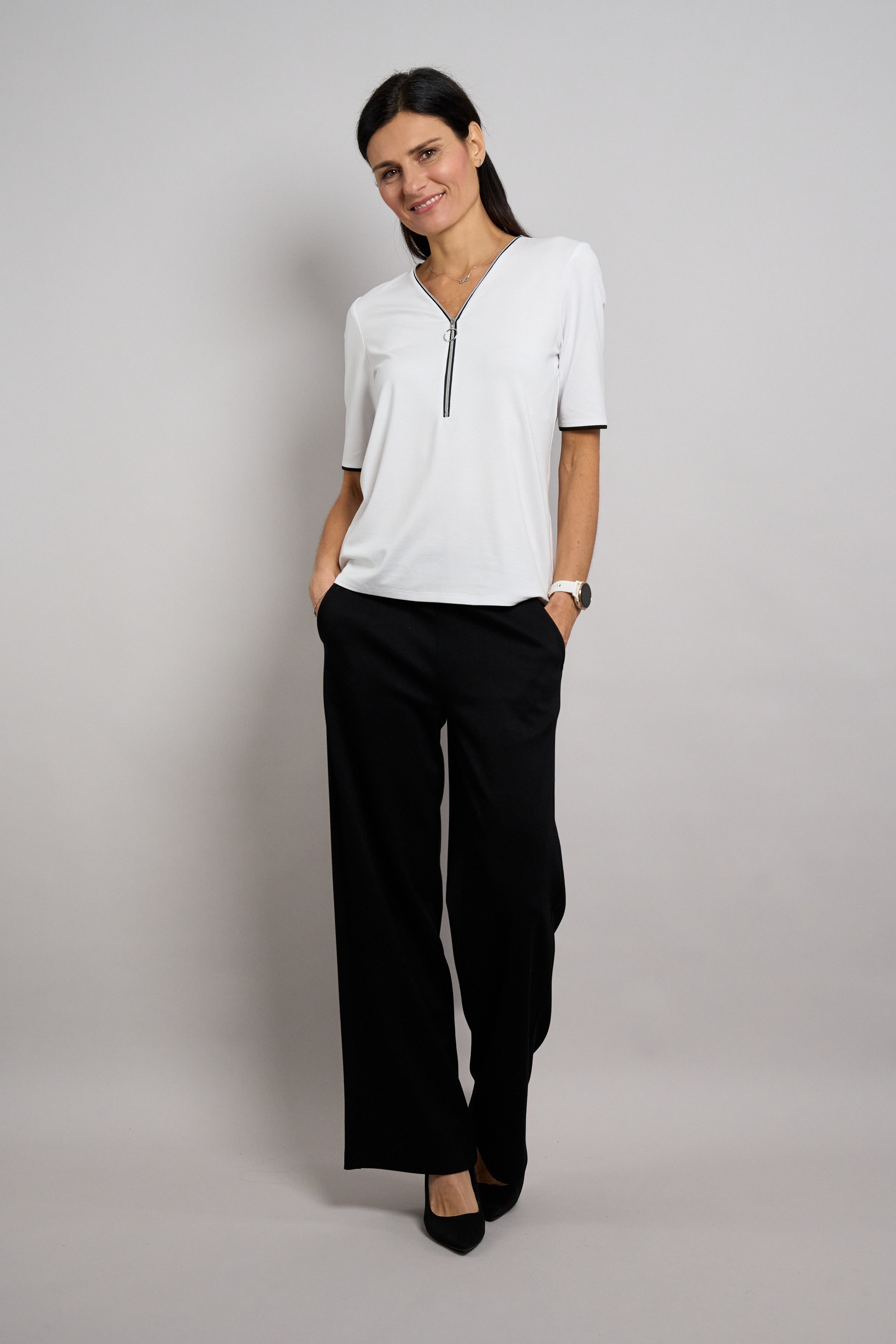 Seidel Moden V-Shirt mit Reißverschluss am Kragen - MADE IN GERMANY günstig online kaufen