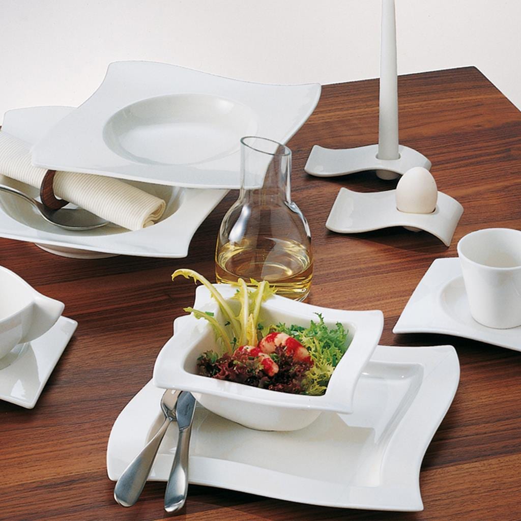 Villeroy & Boch Geschirr-Set »Starter-Set NewWave weiß« Spülmaschinengeeignet, Mikrowellenfest