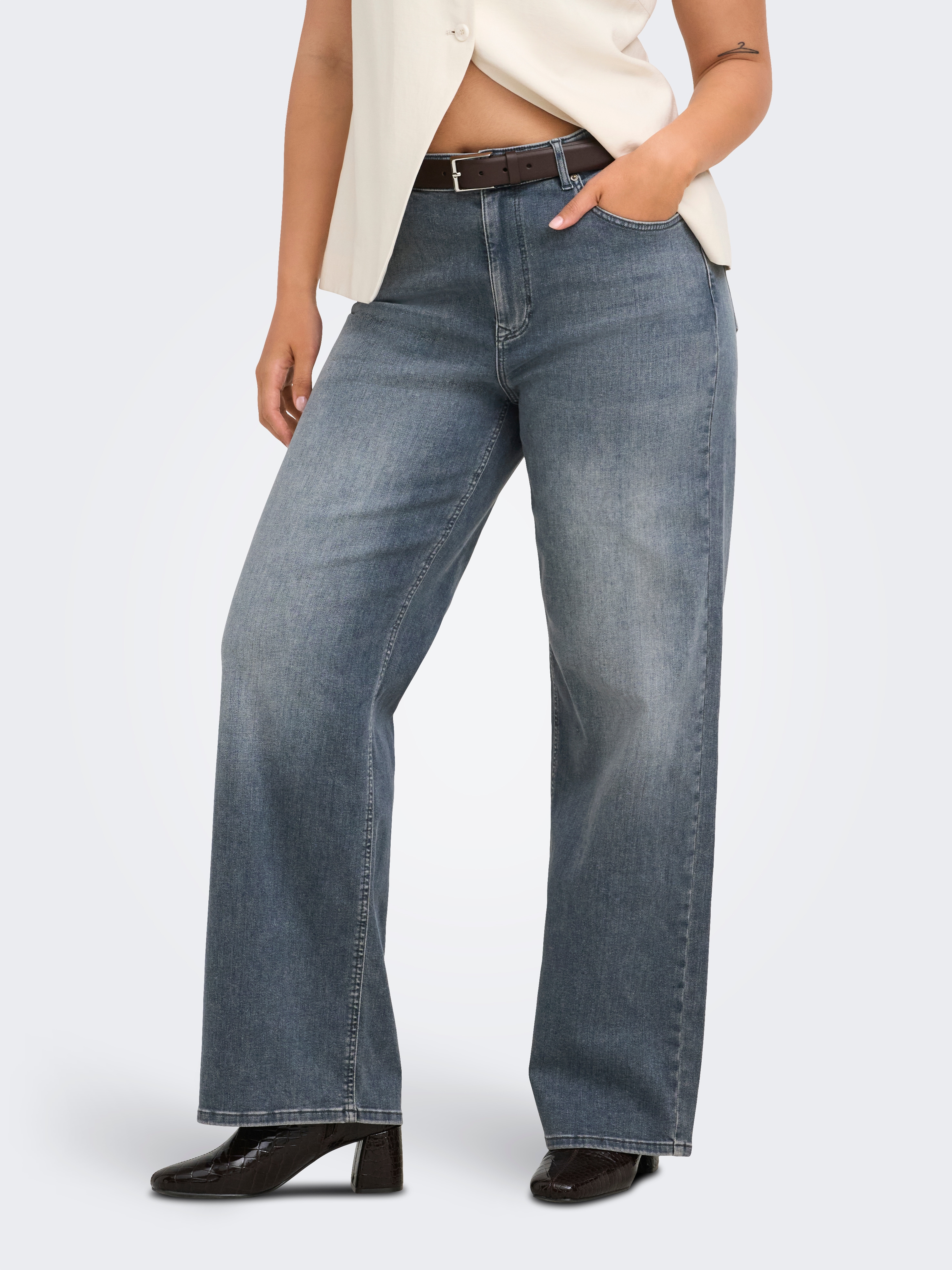 ONLY CARMAKOMA High-waist-Jeans "CARWILLY WIDE HW REA2602 DNM NOOS" Baumwollmischung, High Waist