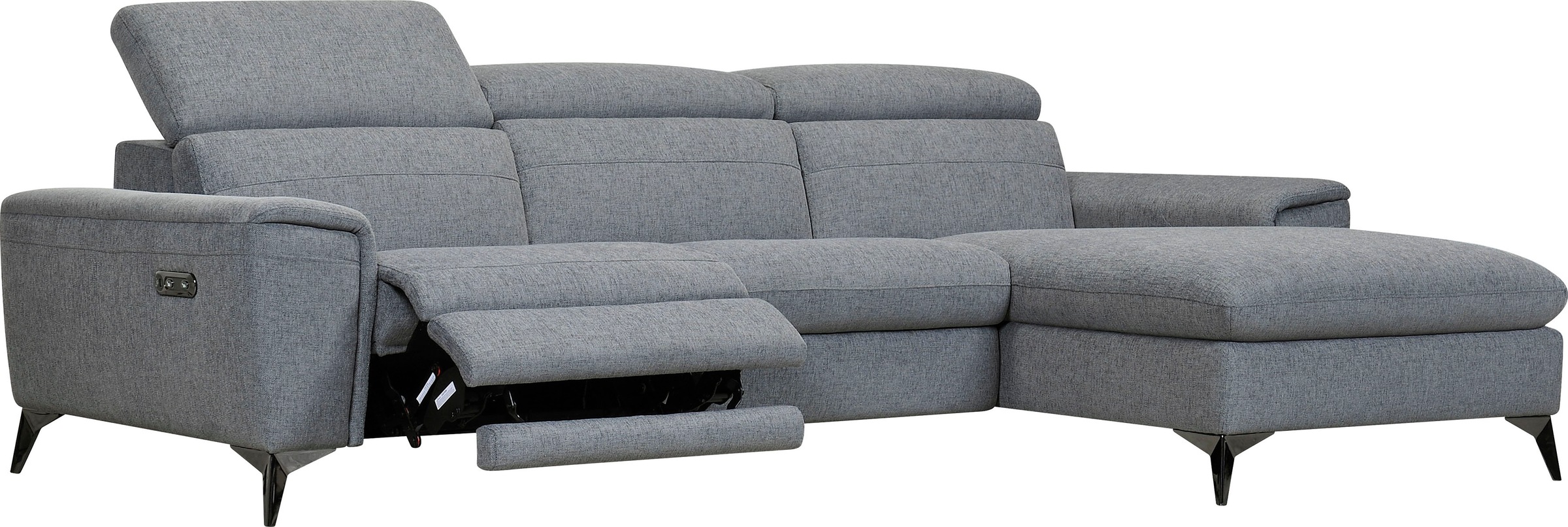 Places of Style Ecksofa »Theron, L-Form, 263 cm,«, elektrische Relaxfunktion, USB-Anschluss, manuelle Kopfteilverstellung