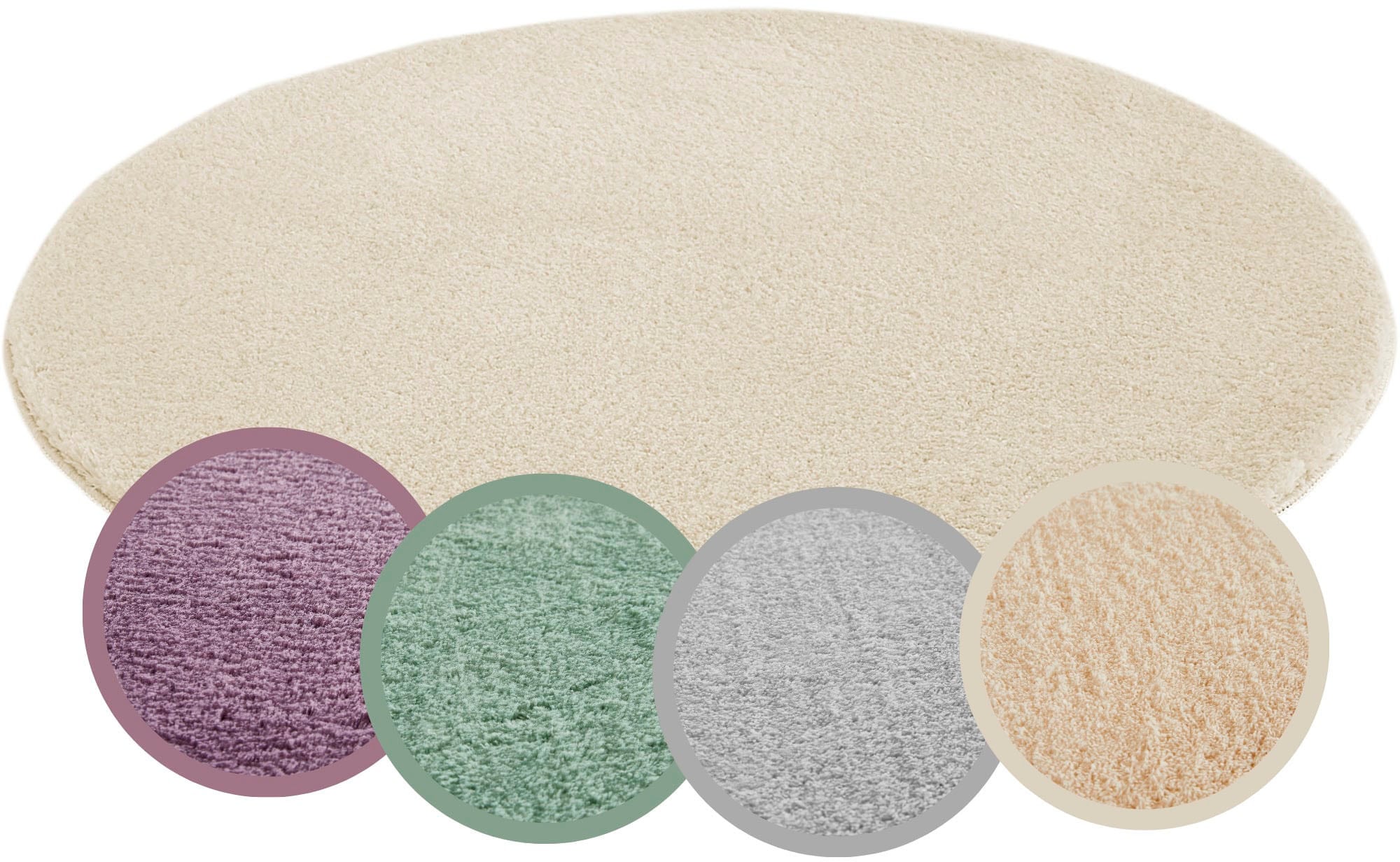 Andiamo 1100000002199 "Arezzo" rund 16 mm Höhe Uni Farben, weicher Flor, waschbar, ideal im Wohnzimmer & Schlafzimmer