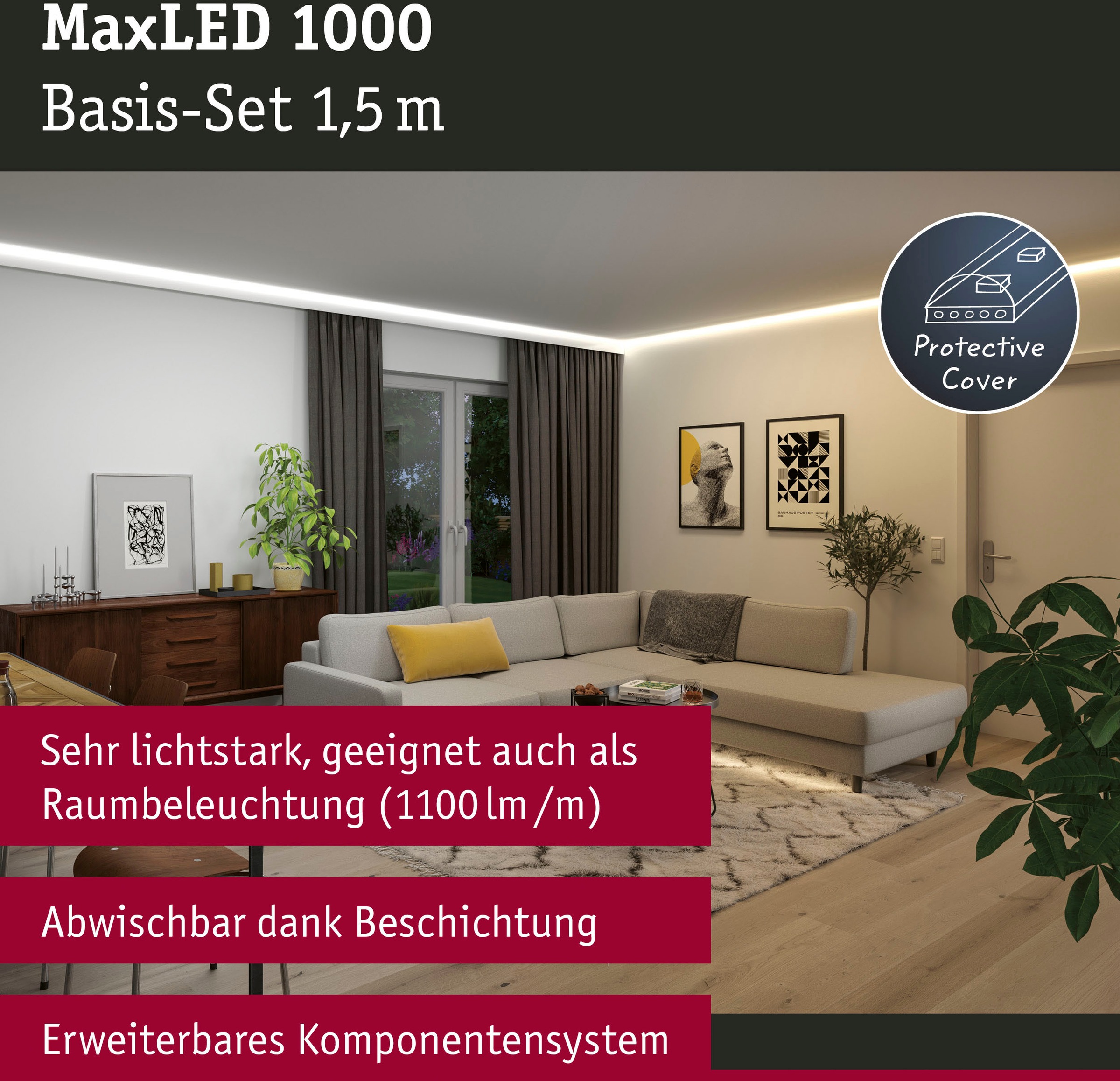 Paulmann LED-Streifen »MaxLED1000 Basisset 1,5m 17W 1 St.-flammig, Silber«, White bestellen BAUR 40VA | IP44 Tunable 230/24V Cover2700-6500K