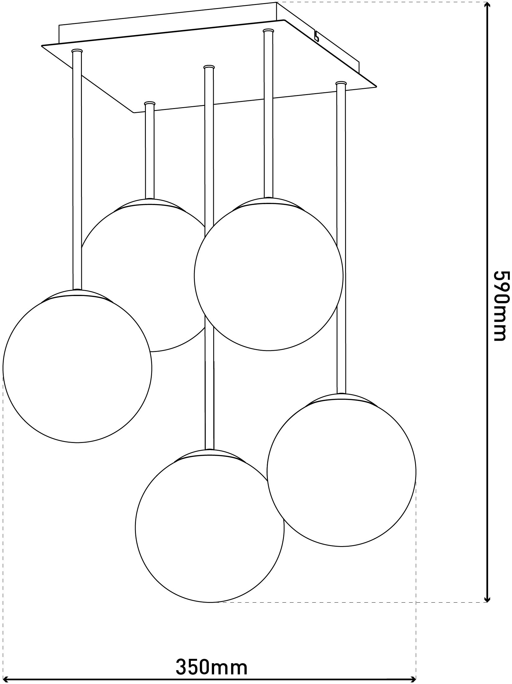 OTTO home Deckenleuchte »Nellin« E14 1 Stk. 5 Glaskugeln mit je 1x E14 exkl., quadratisch, beige matt