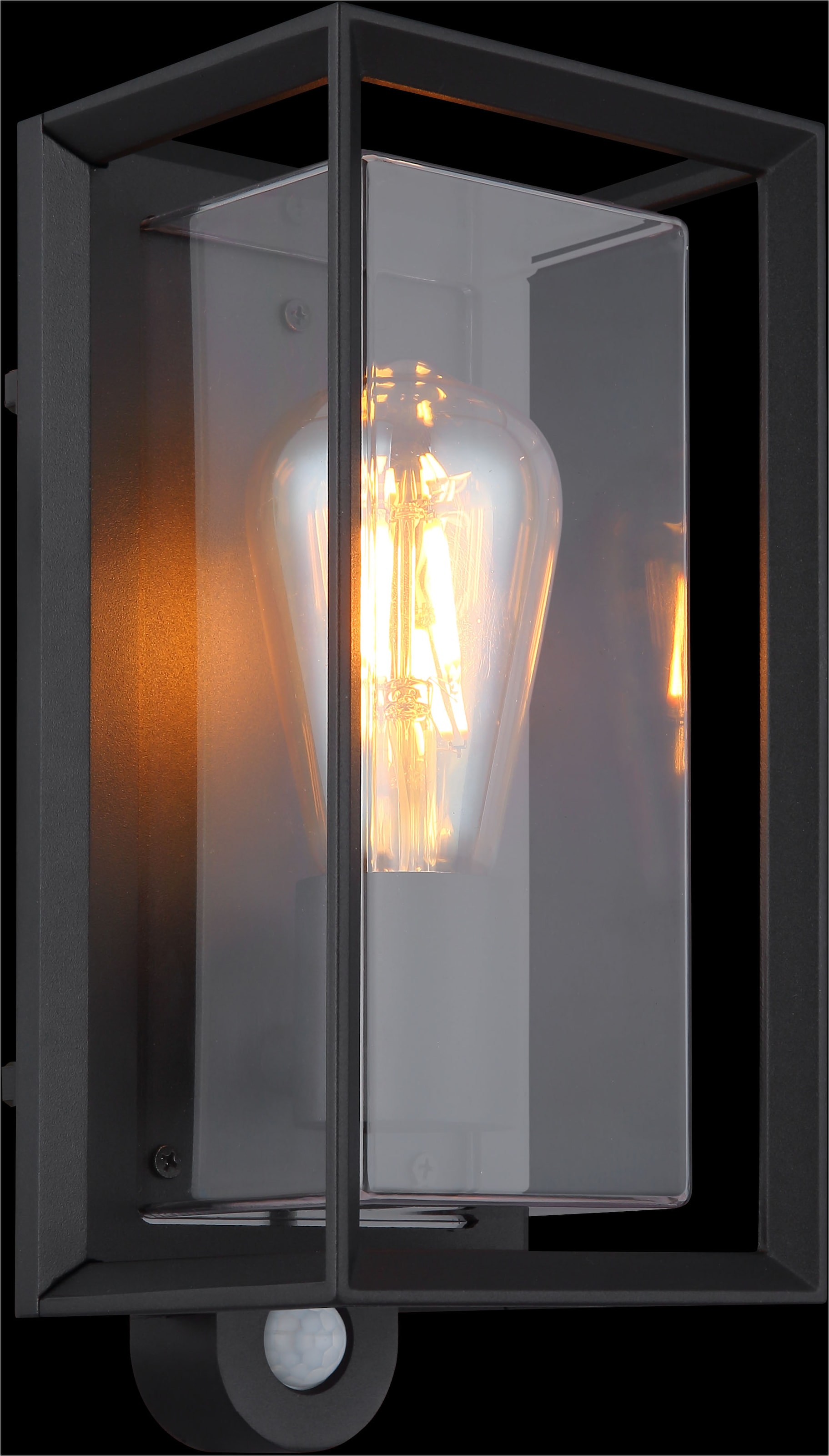 GLOBO LIGHTING Außen-Wandleuchte »LOGANA«, Leuchtmittel E27 | ohne Leuchtmittel, Außenlampe/schwarz/Sensor/IP44/Terrasse/Wand