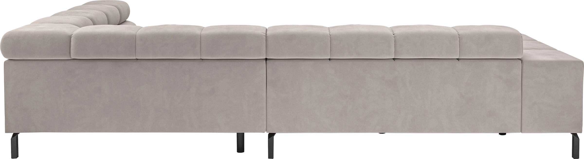 INOSIGN Ecksofa »Ancona New, wahlweise motorische Sitztiefenverstellung, auch in Cord«, feine Steppung, mit Kopfteilverstellung, 3 Zierkissen, L-Form