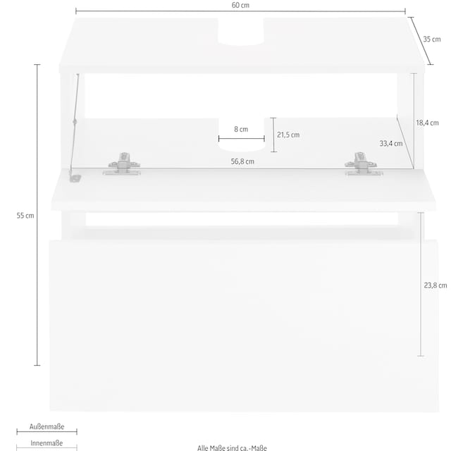 Home affaire Waschbeckenunterschrank »Wisla«, Breite 60 cm, oben Klappe &  unten großer Auszug bestellen | BAUR