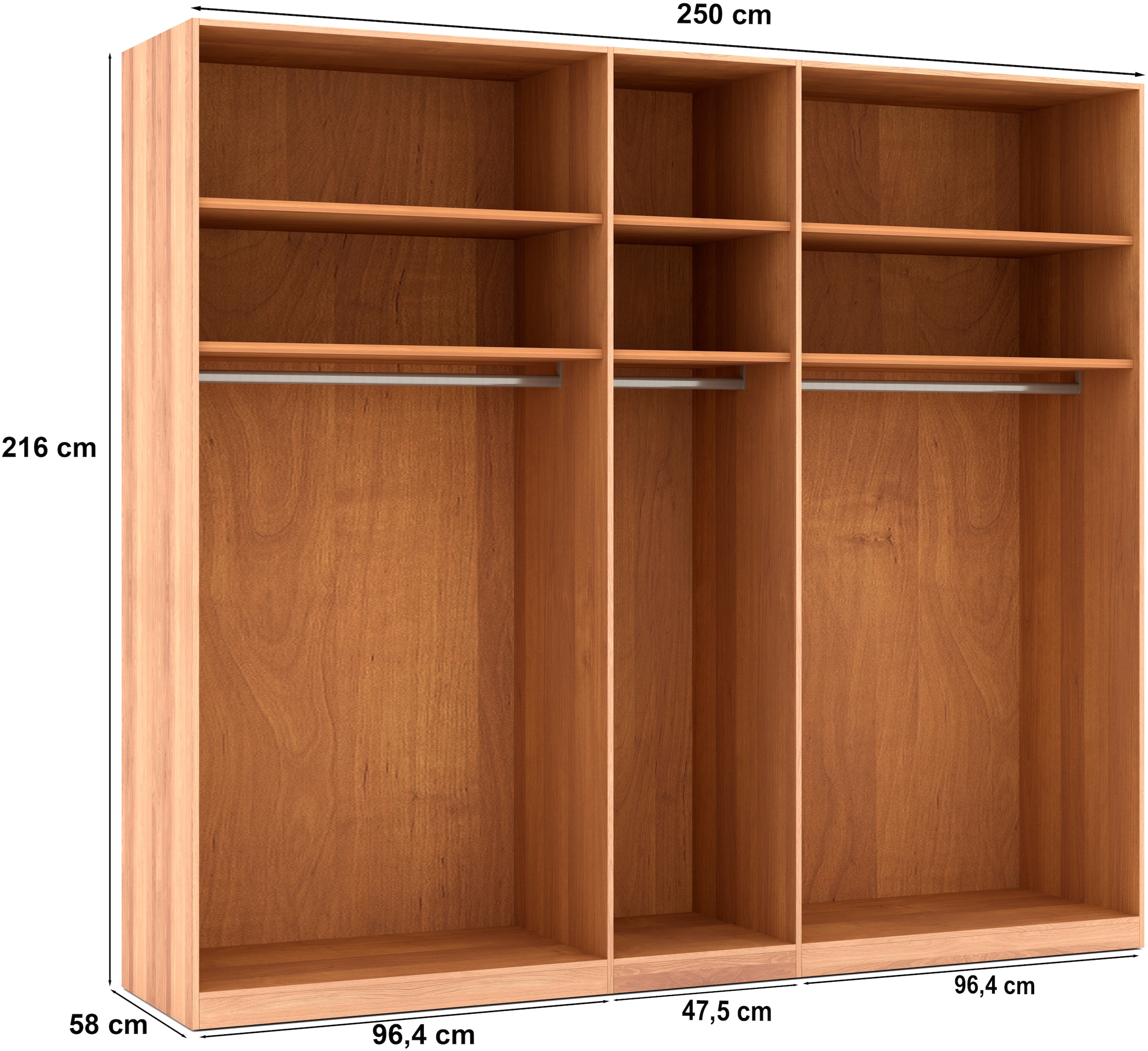 Musterring Drehtürenschrank »Sorrent, Kleiderschrank, Schrank, teilmassiv Eiche«, (mit Türdämpfern, in 5 Breiten & 2 Höhen, extra Böden, MADE IN GERMANY), Türen Eiche massiv oder als Parsol-Bronze-Spiegel, verschiedene Maße