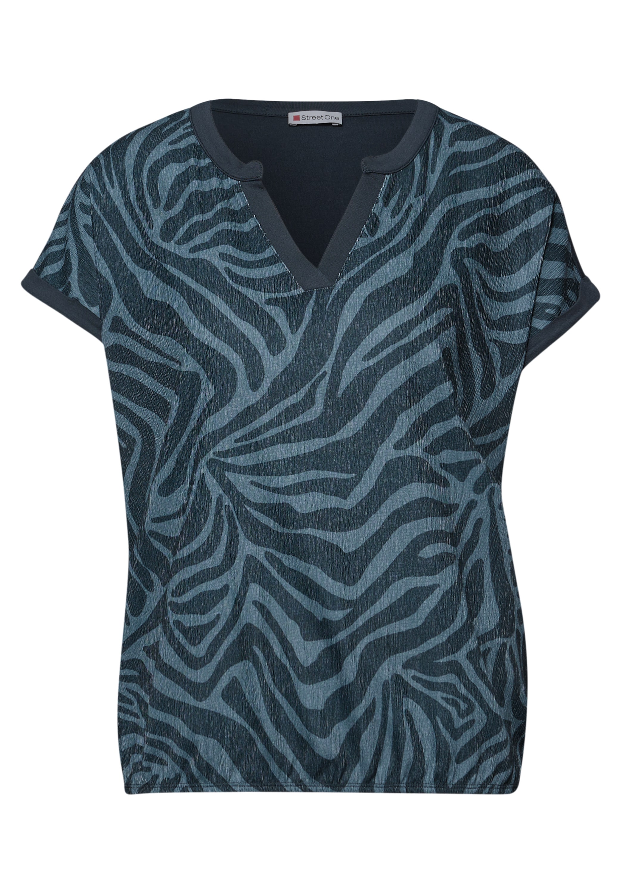 STREET ONE T-Shirt mit geschlitztem Rundhalsausschnitt