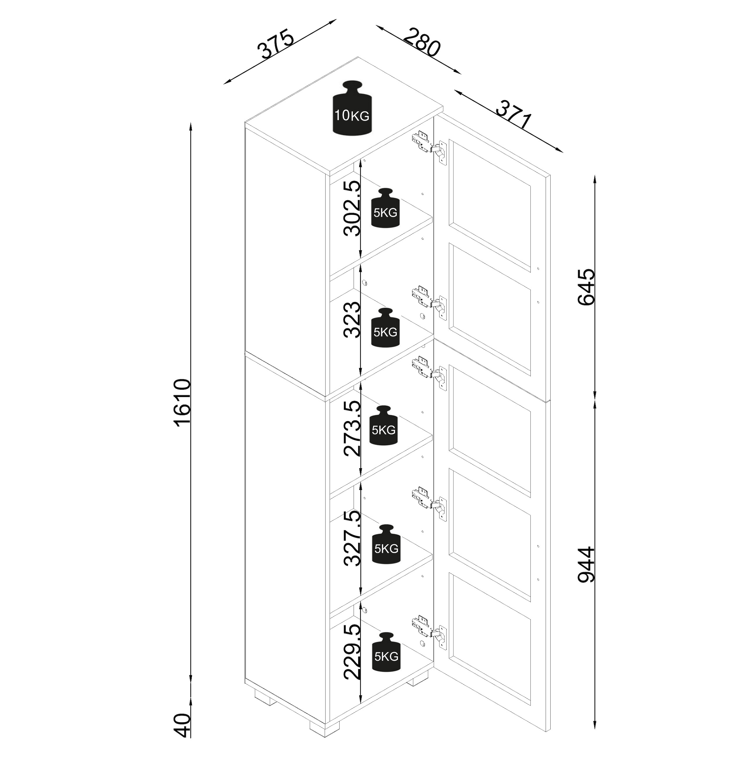 VCM Hochschrank »Holz Badmöbel Badschrank Hochschrank Nilari« 1 Stk. tlg.