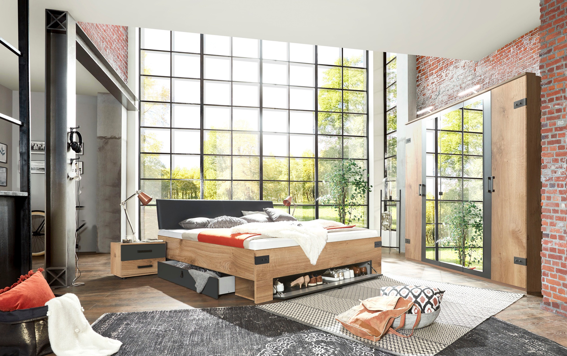 Wimex Schlafzimmer-Set "Stockholm, rustikaler Look im Industrial Design" Se günstig online kaufen