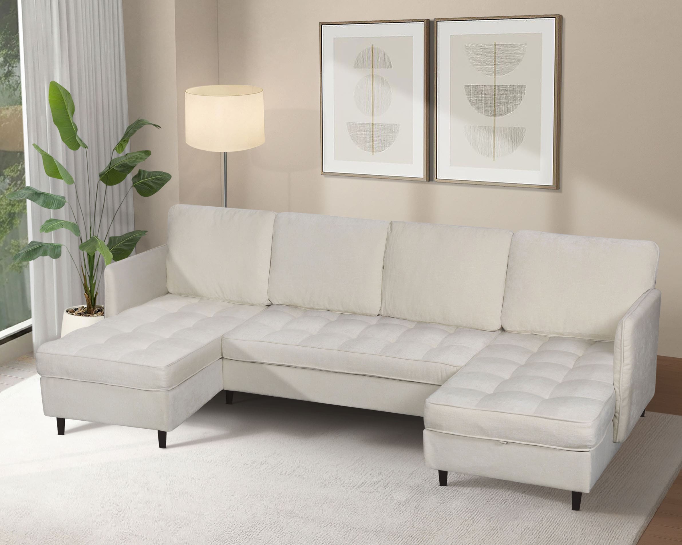 Dorel Home Wohnlandschaft »LINDHUS, U-Form, Breite 254 cm, verschiedene Stellvarianten, Modulsofa« Recamiere, Stauraum, Cord und Chenille-Bezug