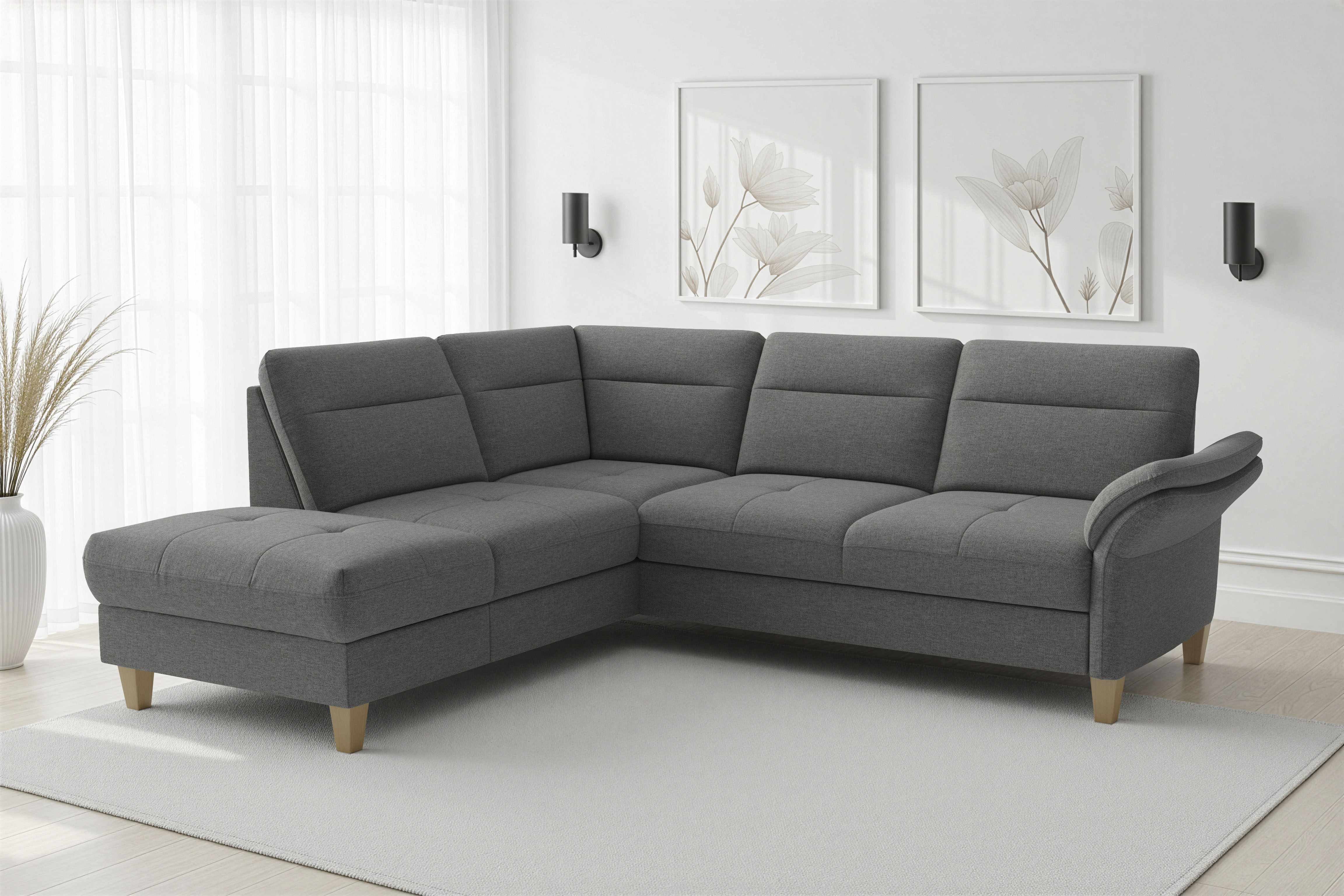 sit&more "Pamela L-Form, B: 218 cm, optional Schlaffunktion & Bettkasten" mit Federkern