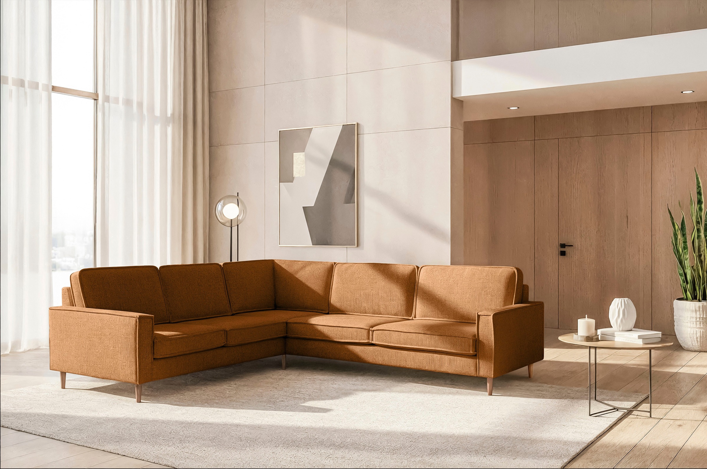 Home affaire Ecksofa "Pinto Skandi, 290 cm, Chenille, Struktur, Ottomane li günstig online kaufen