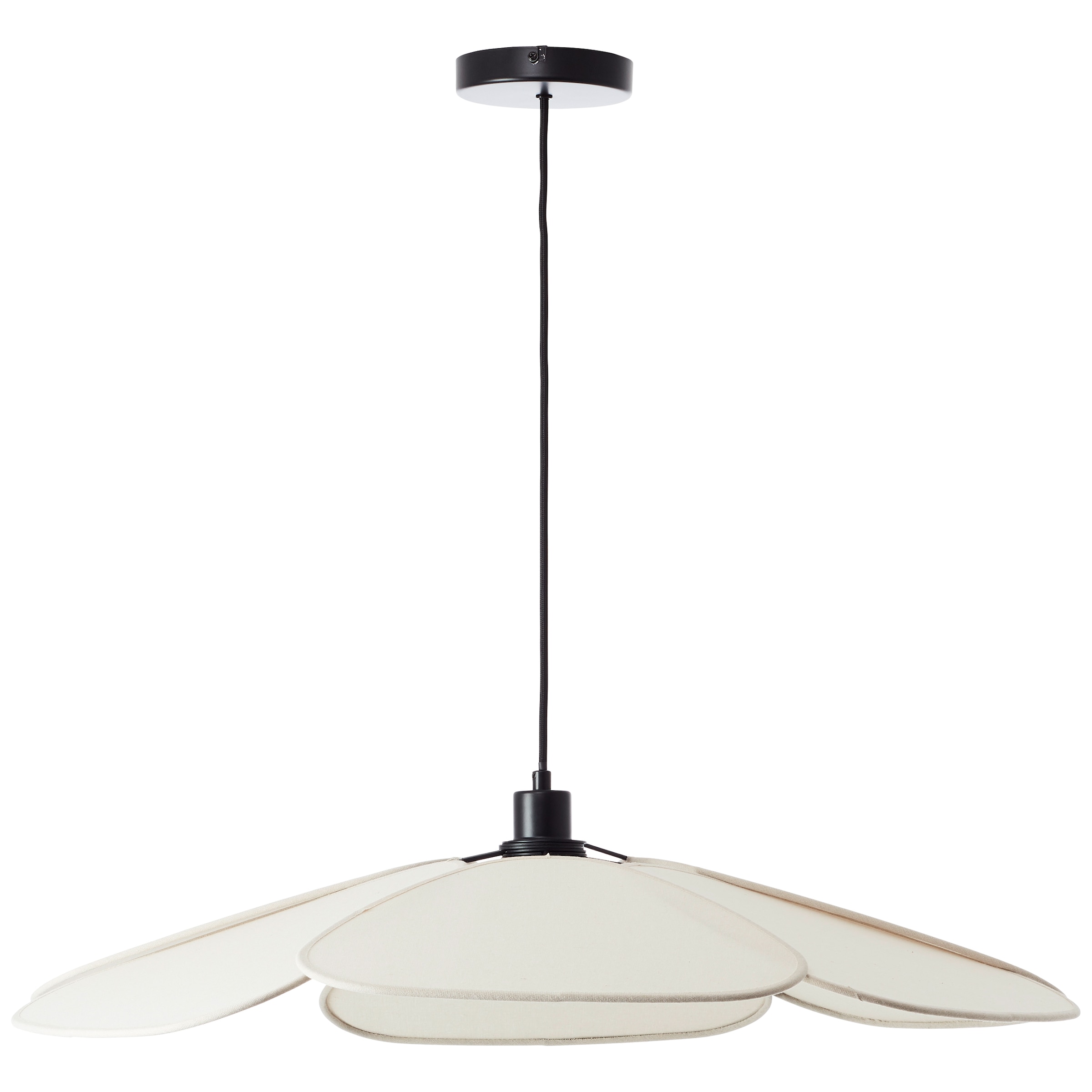 Brilliant Pendelleuchte »Capucine« E27 1 Stk. Hängeleuchte mit blütenförmigem Schirm, 77 cm, E27, Textil, beige