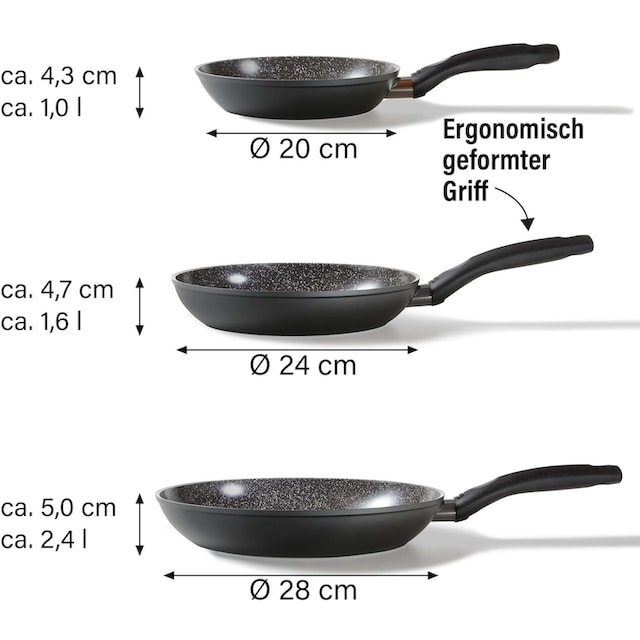 tlg.), »CERAMIC«, Induktion Pfannen-Set 3 (Set, STONELINE Aluminium, bestellen | BAUR