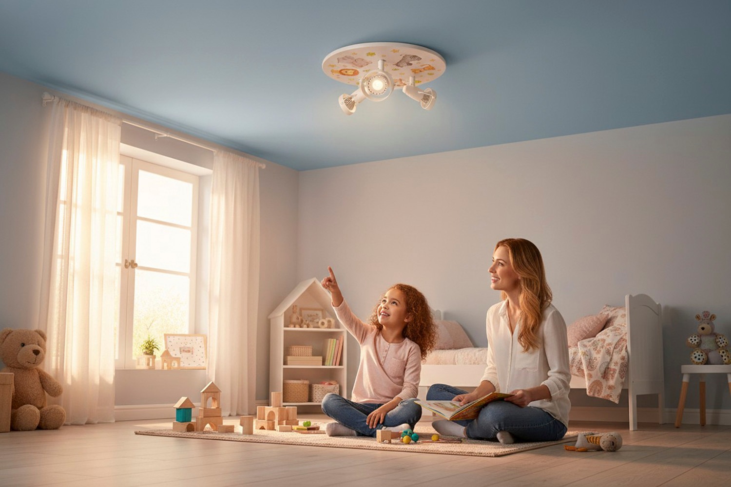 niermann Deckenleuchte »Kinderlampe mit Motiv "Little Safari", Strahler für Kinderzimmer« GU10 1 Stk. 3 schwenk- und drehbare Strahler, Made in Germany