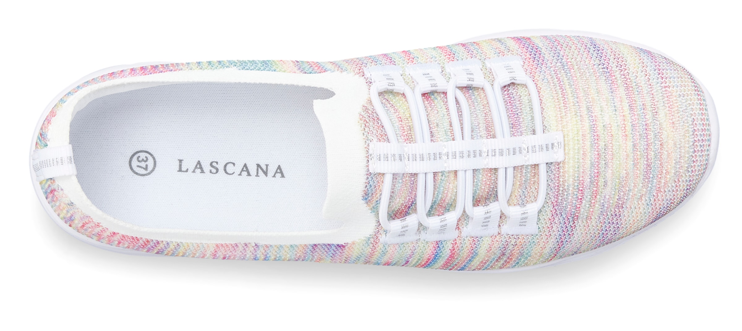 LASCANA Sneaker »Slipper, Halbschuh, leichtes Meshmaterial«, zum Reinschlüpfen mit elastischen Schnürbändern VEGAN