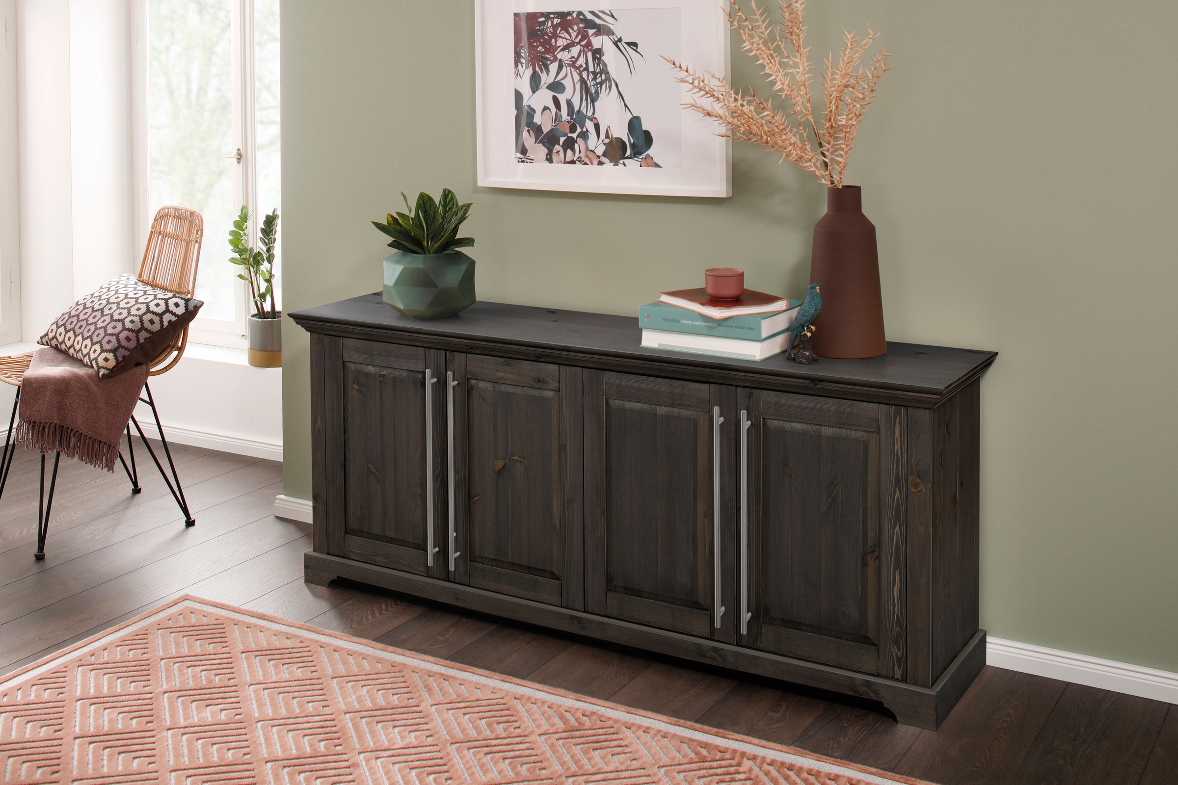 OTTO home Kommode "Meliss" aus massiver Kiefer, FSC 4-türig, Breite 171 cm günstig online kaufen