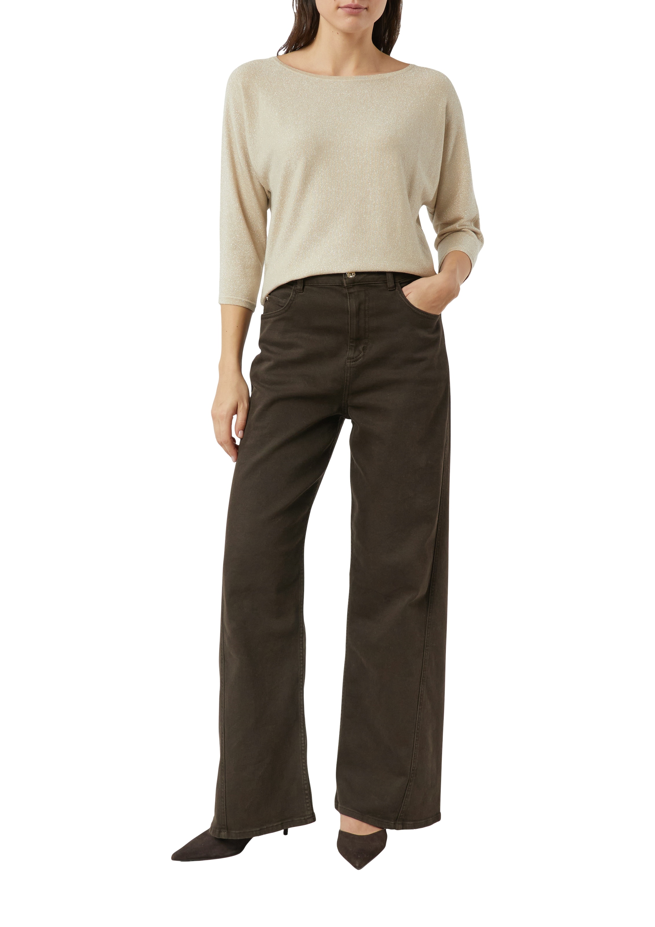 Comma 3/4 Arm-Pullover mit Glitzerdetails