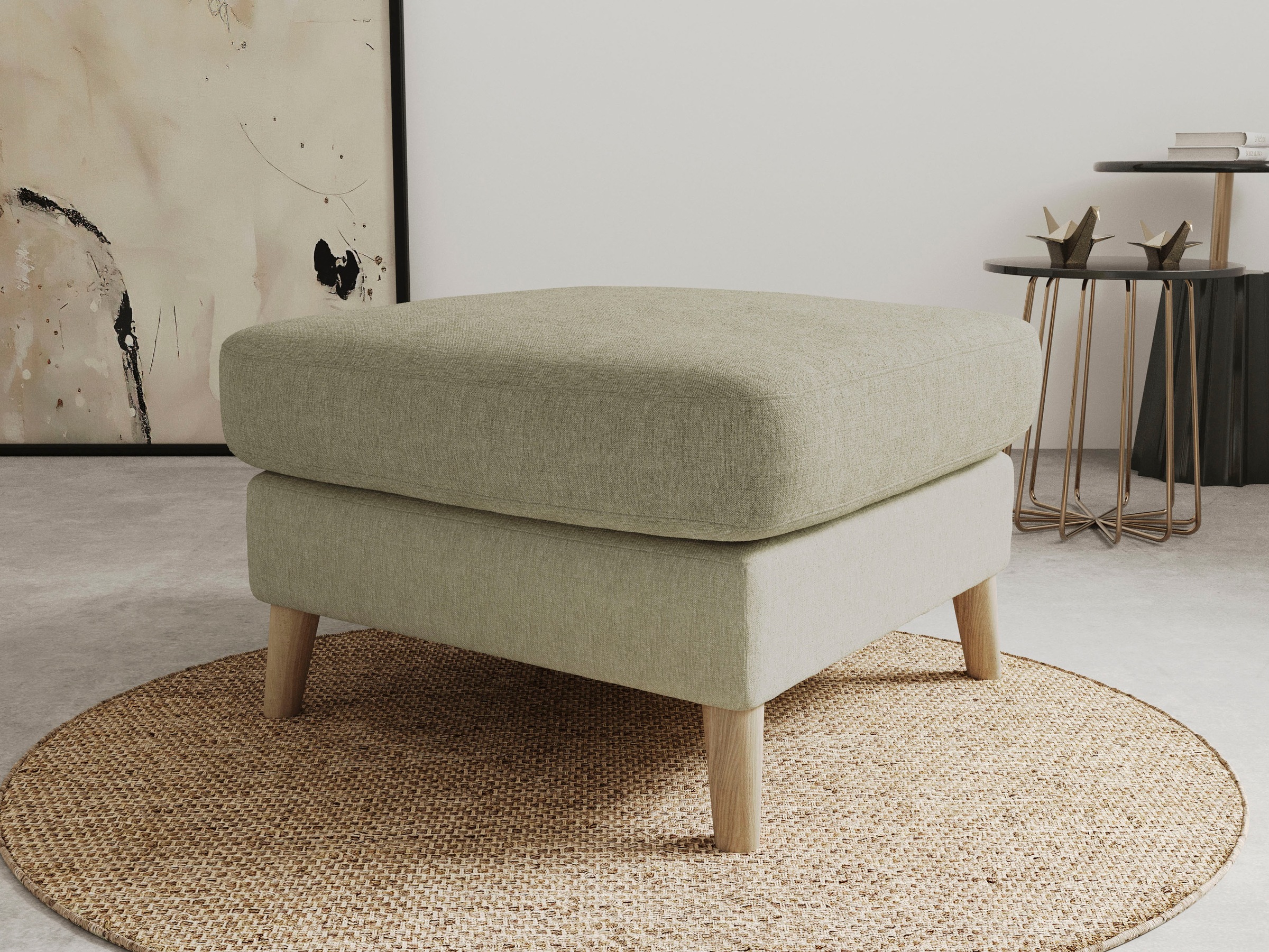 Home affaire Polsterhocker "MARSEILLE", Massivholzbeine Eiche, Landhausstil günstig online kaufen
