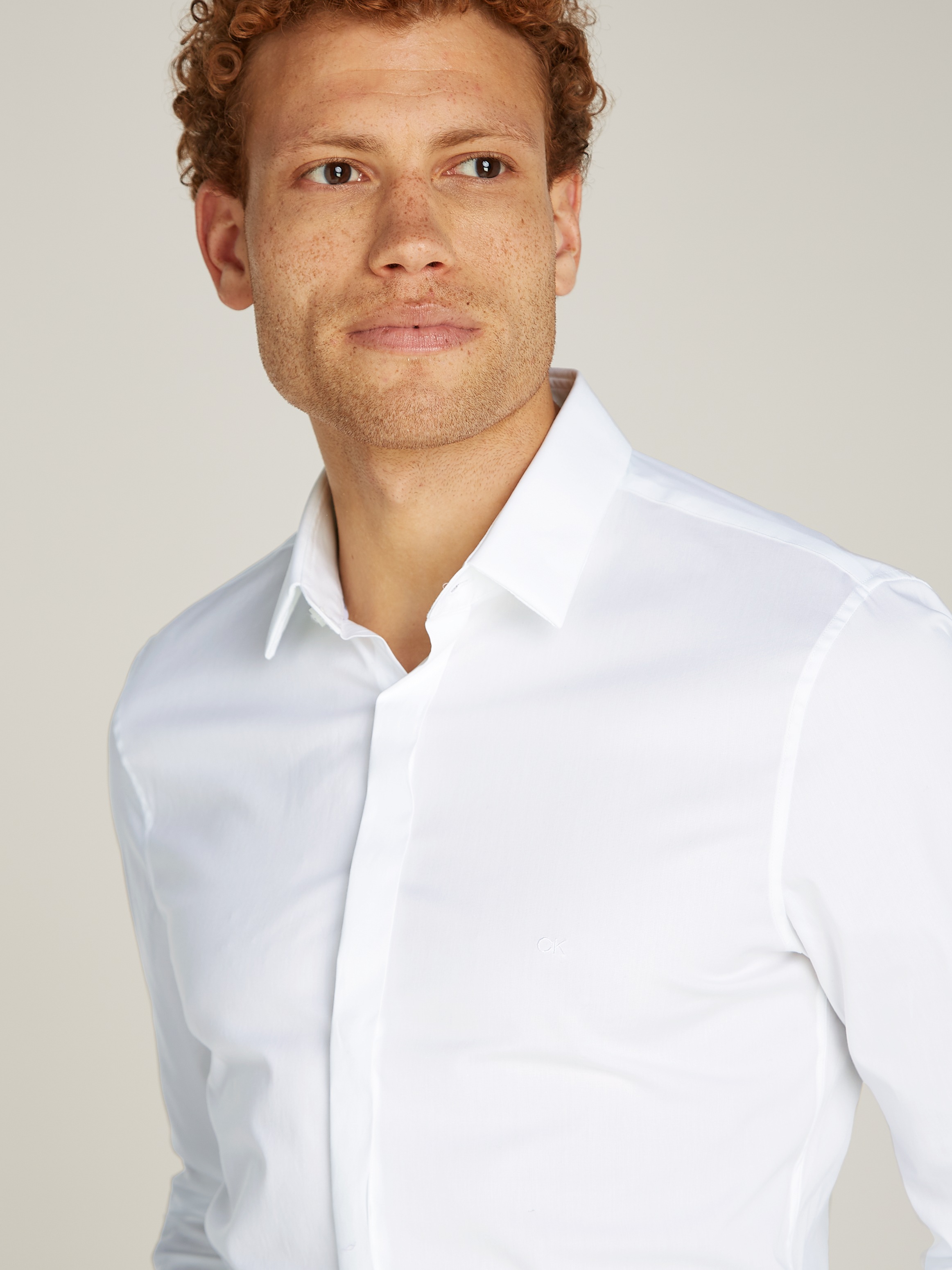 Calvin Klein Langarmhemd »POPLIN HP EXTRA SLIM SHIRT«, mit Logostickerei